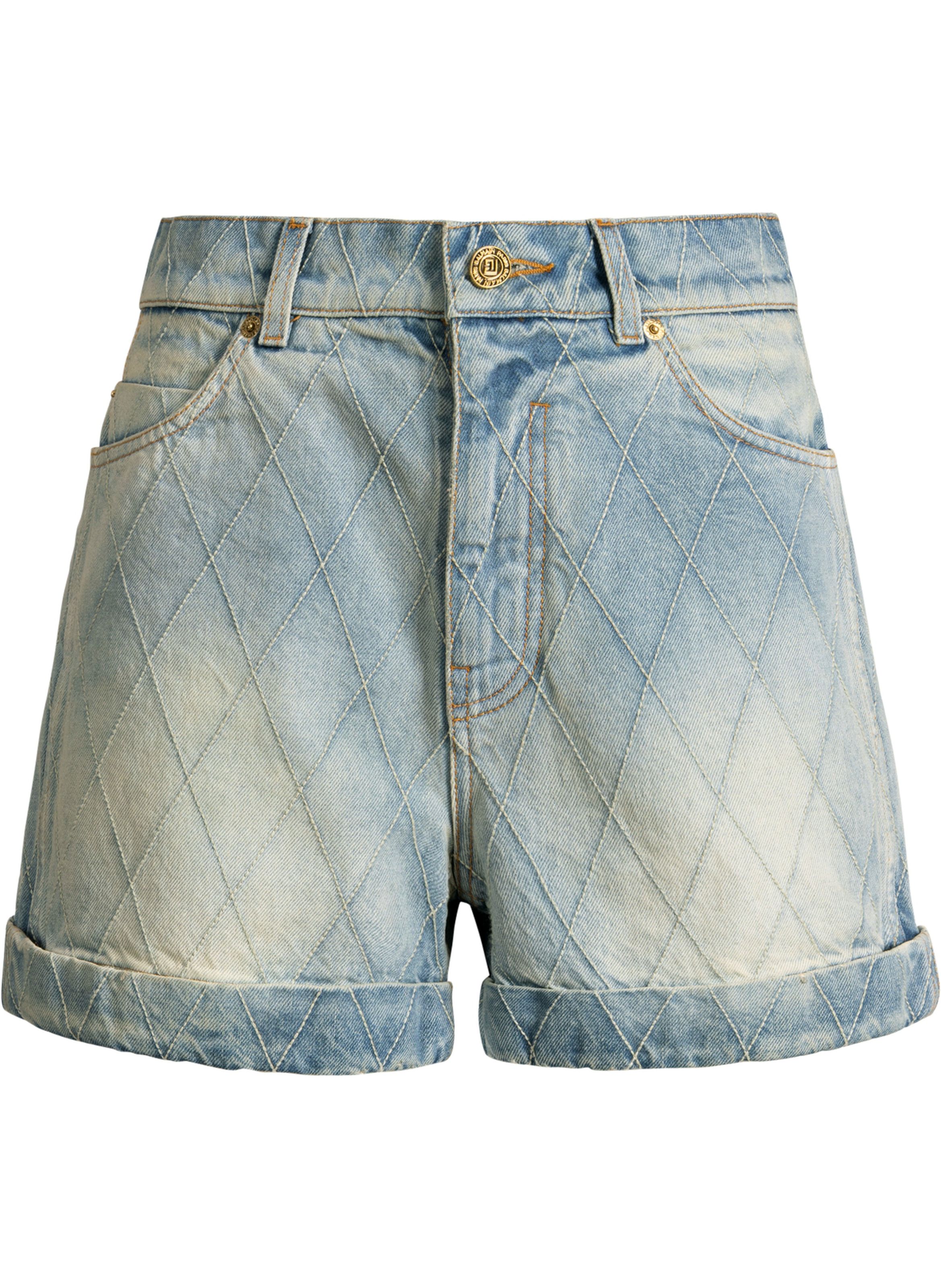 Short en denim surpiqué BALMAIN Bleu