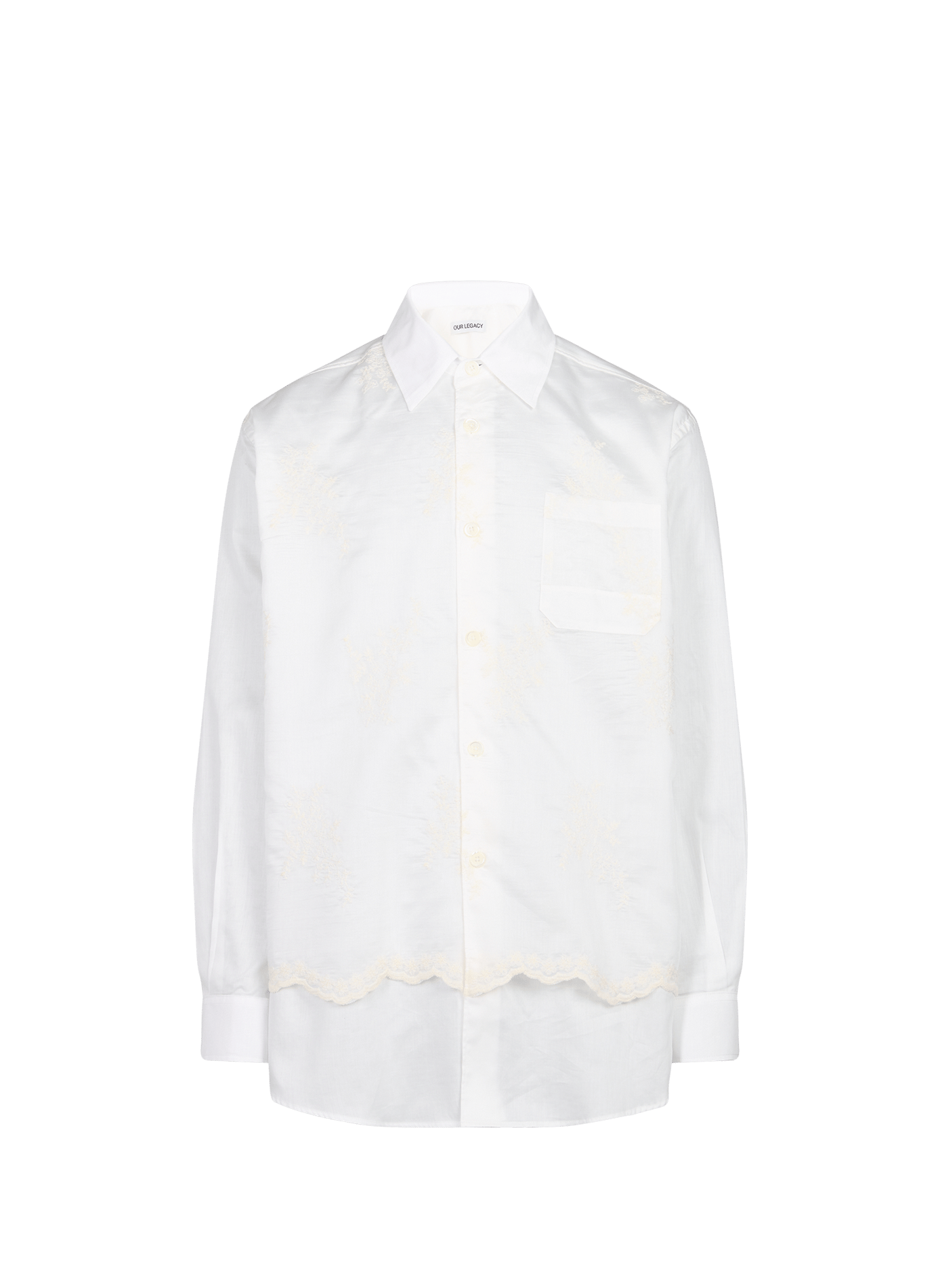Chemise broderies fleurs en coton OUR LEGACY Blanc
