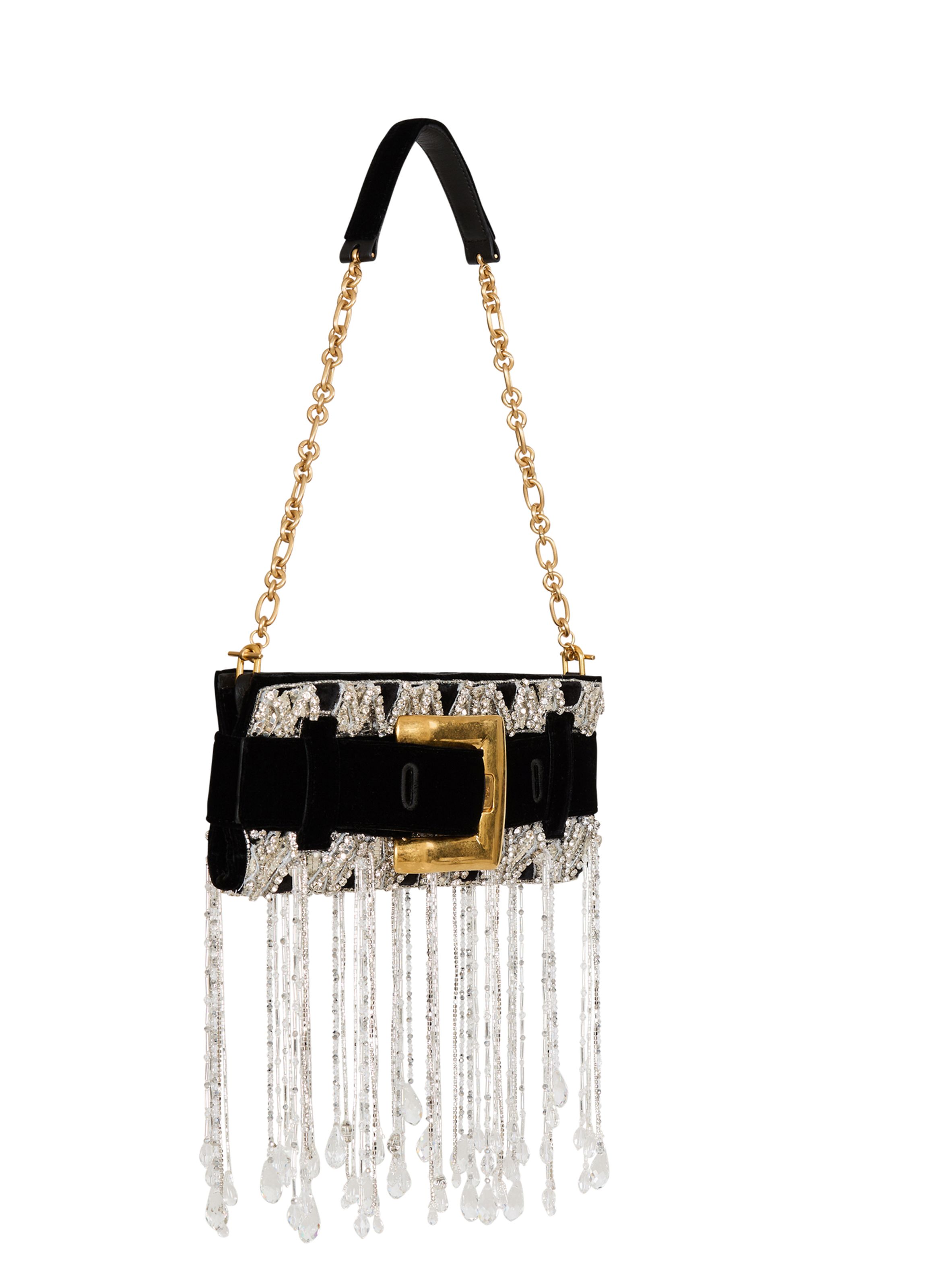 Pochette anthem en velours brodé BALMAIN Noir