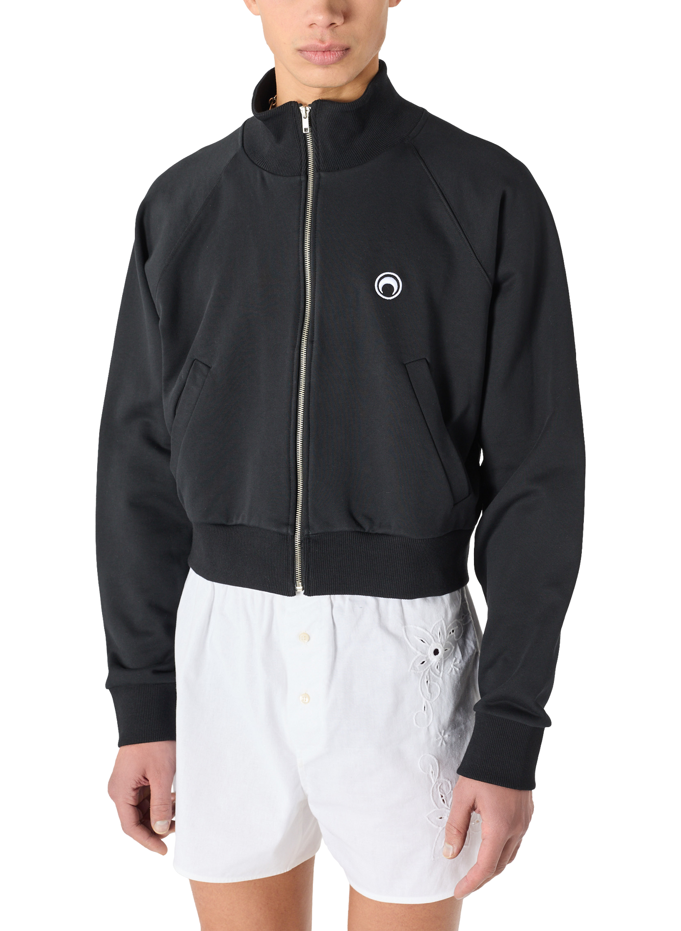 Sweatshirt zippé logo moon en coton biologique unisexe | Noir MARINE SERRE Homme