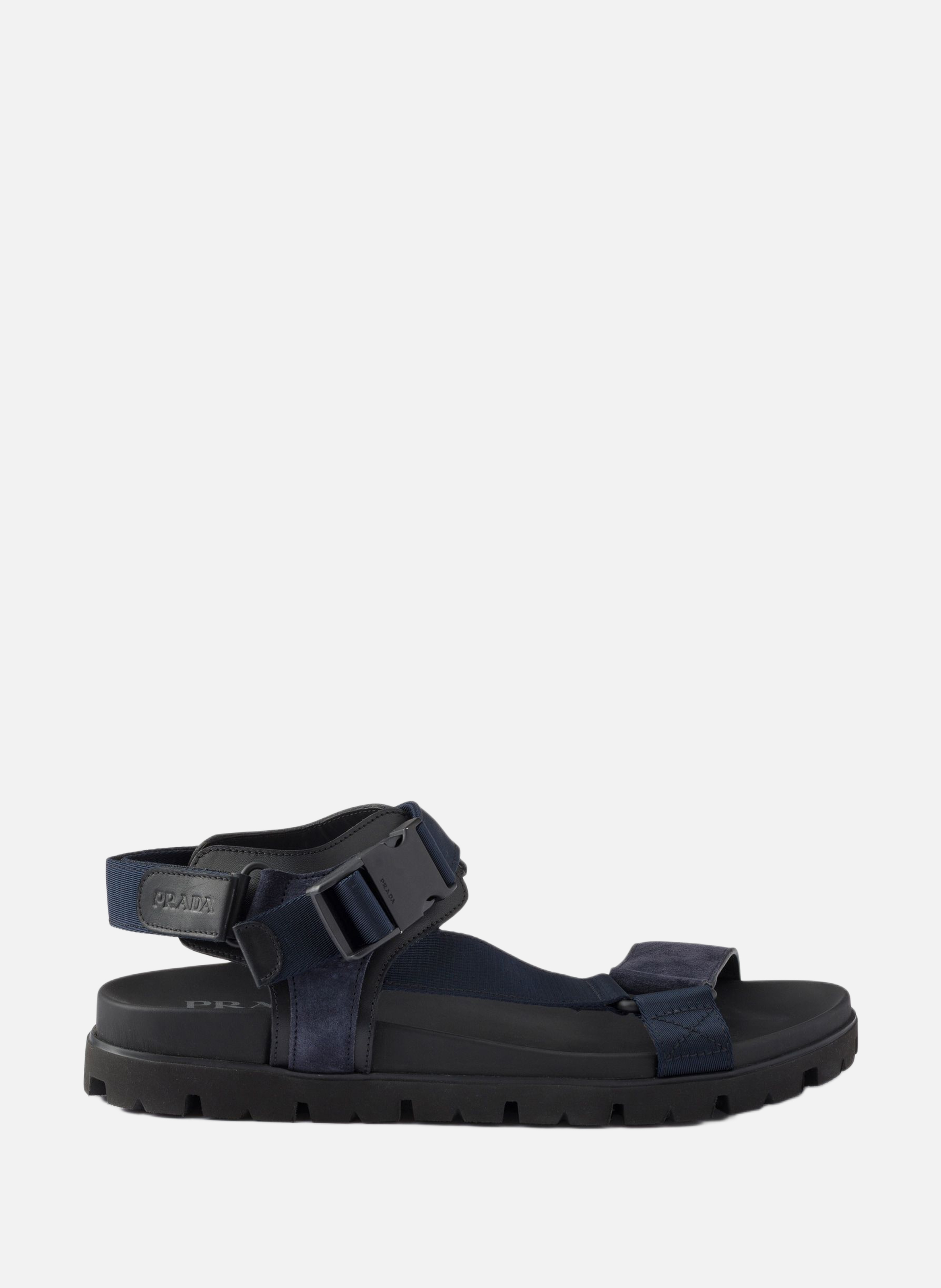 Sandale sportive en veau velours et toile PRADA Bleu