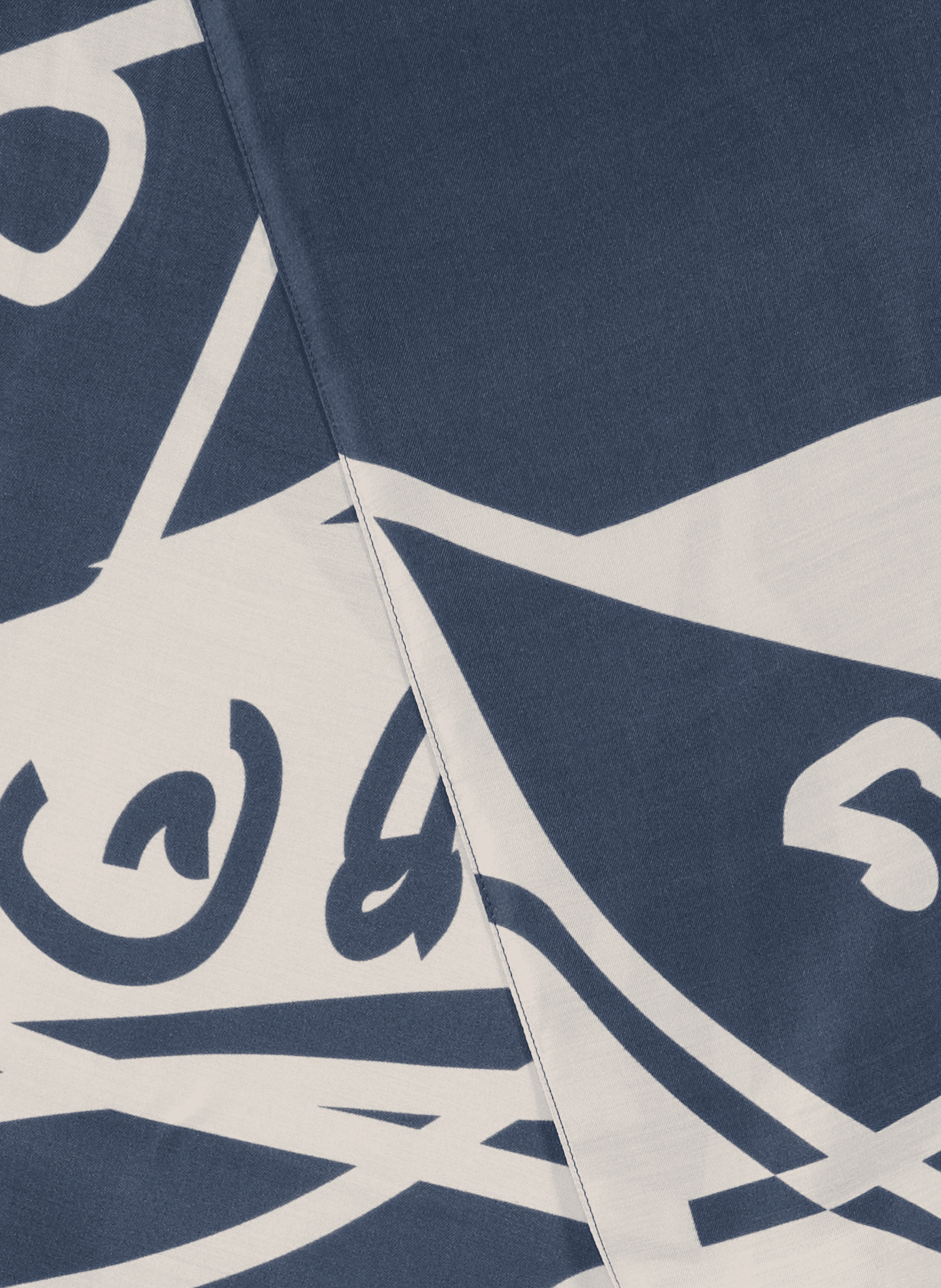 Foulard à motif abstrait avec franges en soie mélangé EMPORIO ARMANI Bleu