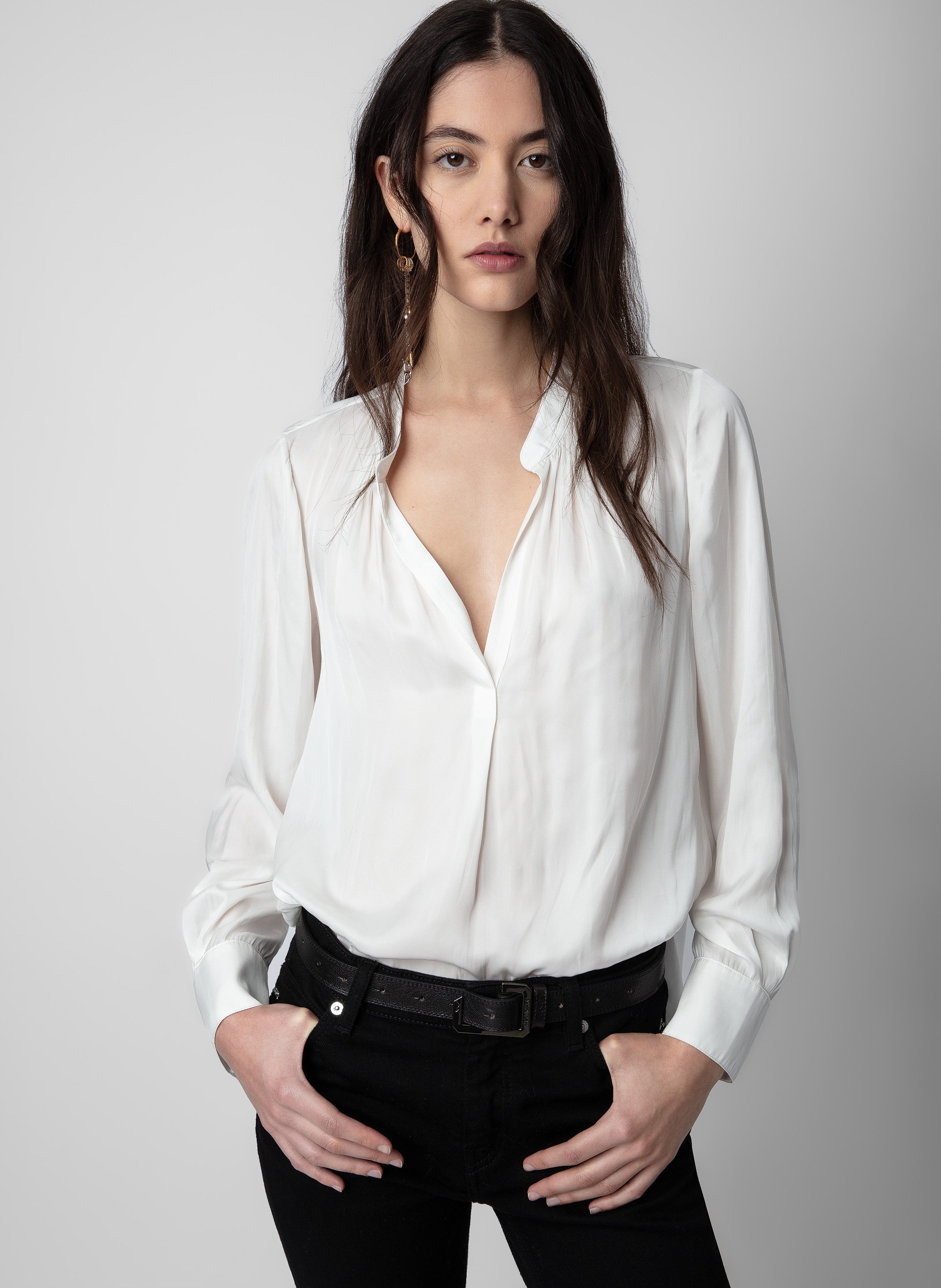 Rechte blouse met V-hals. ZADIG&VOLTAIRE Beige