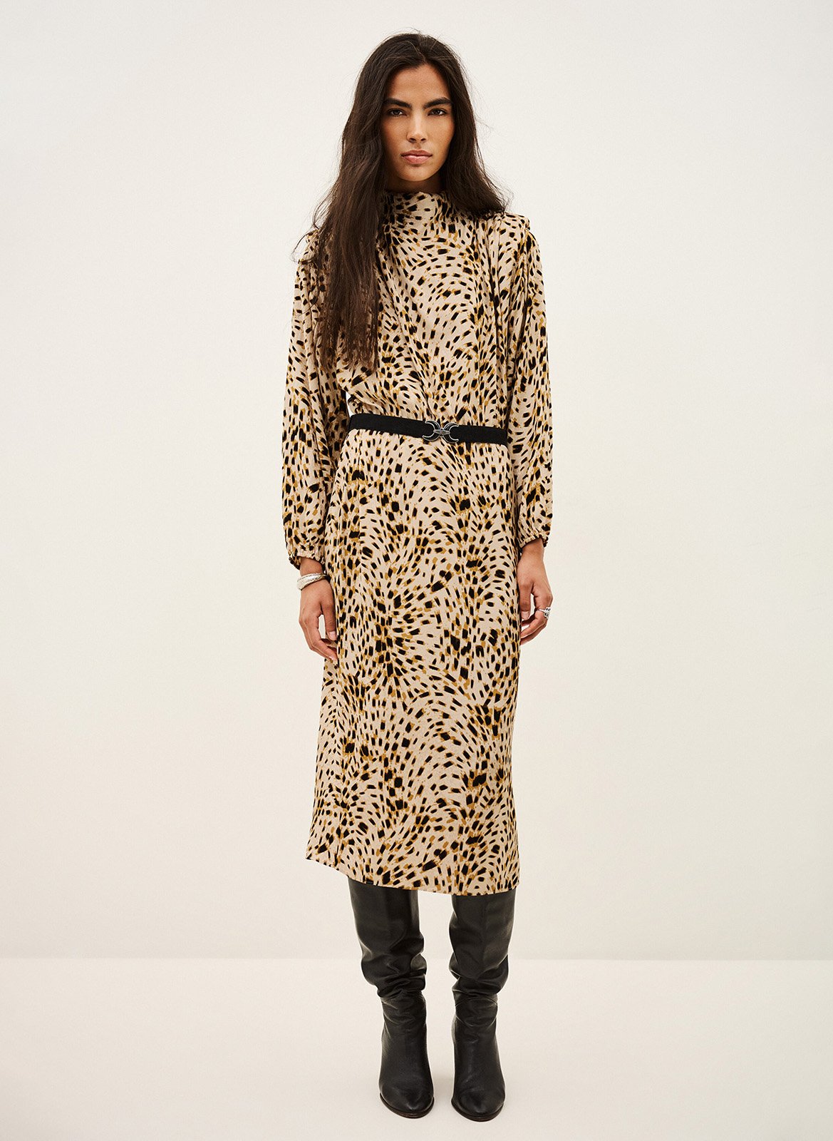 Luipaardprint lange jurk Hoelia BA&SH Beige