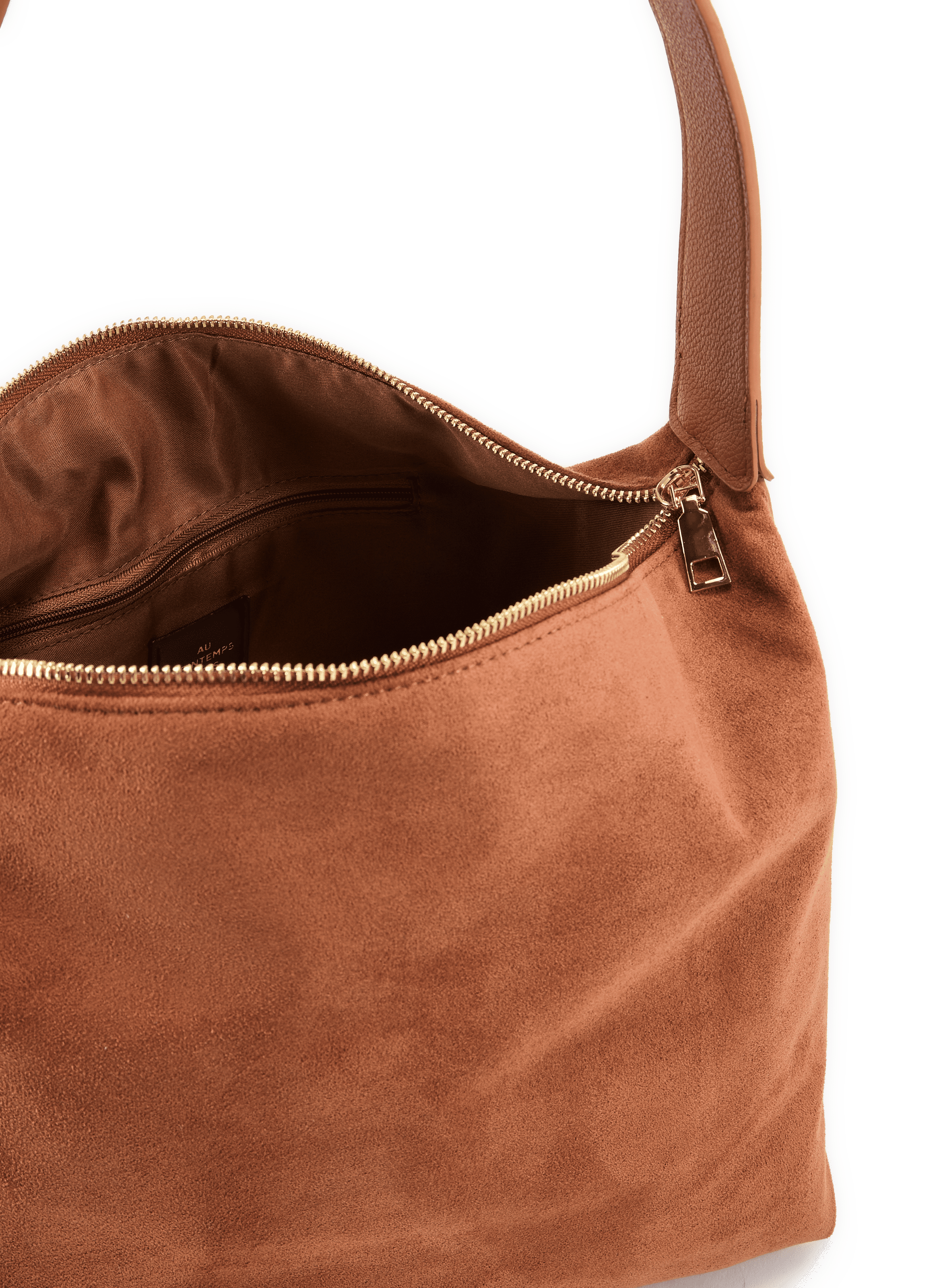 Zippered shoulder bag in suede effect AU PRINTEMPS PARIS Brown