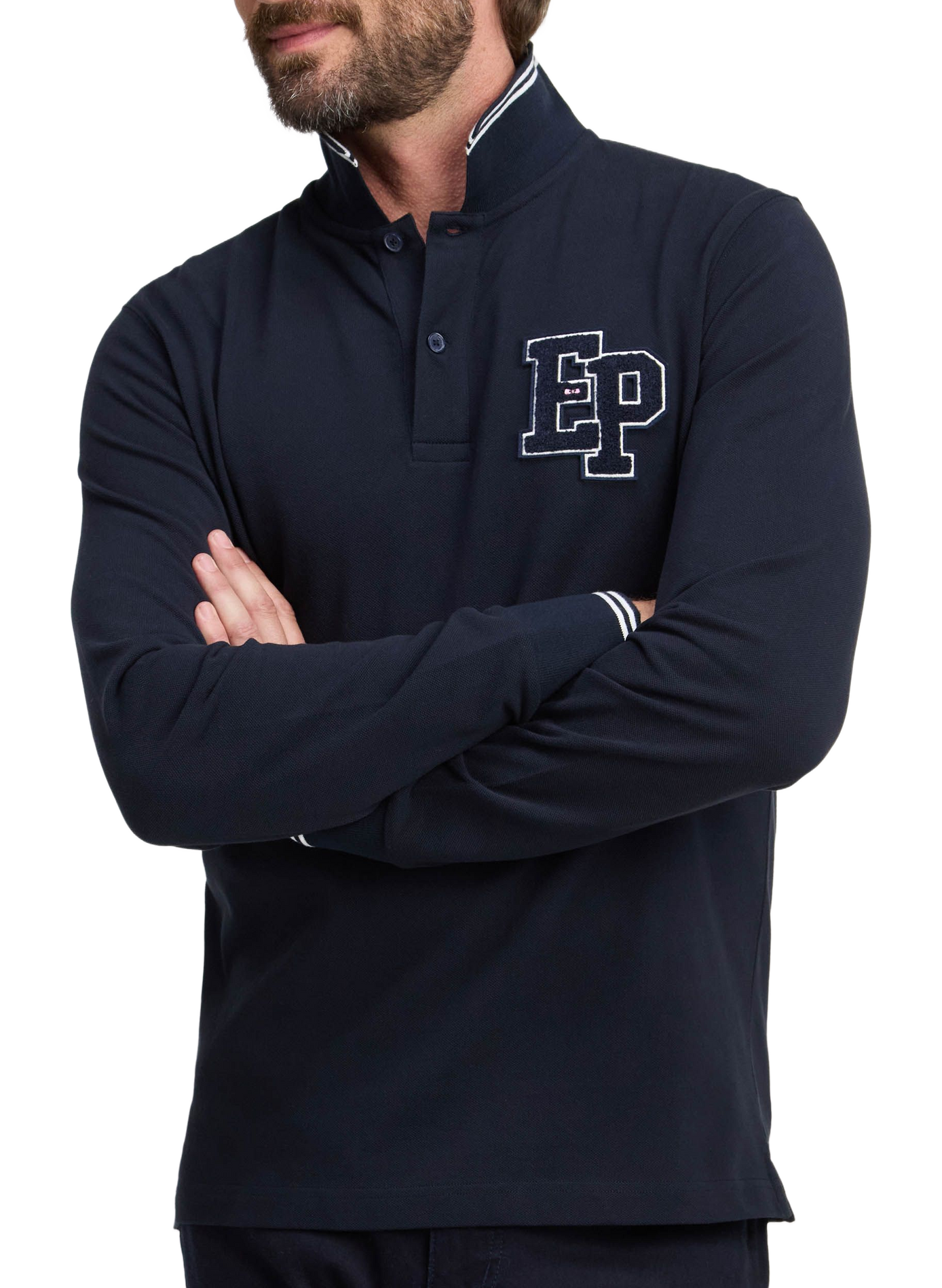 Polo manches longues en coton EDEN PARK Blue