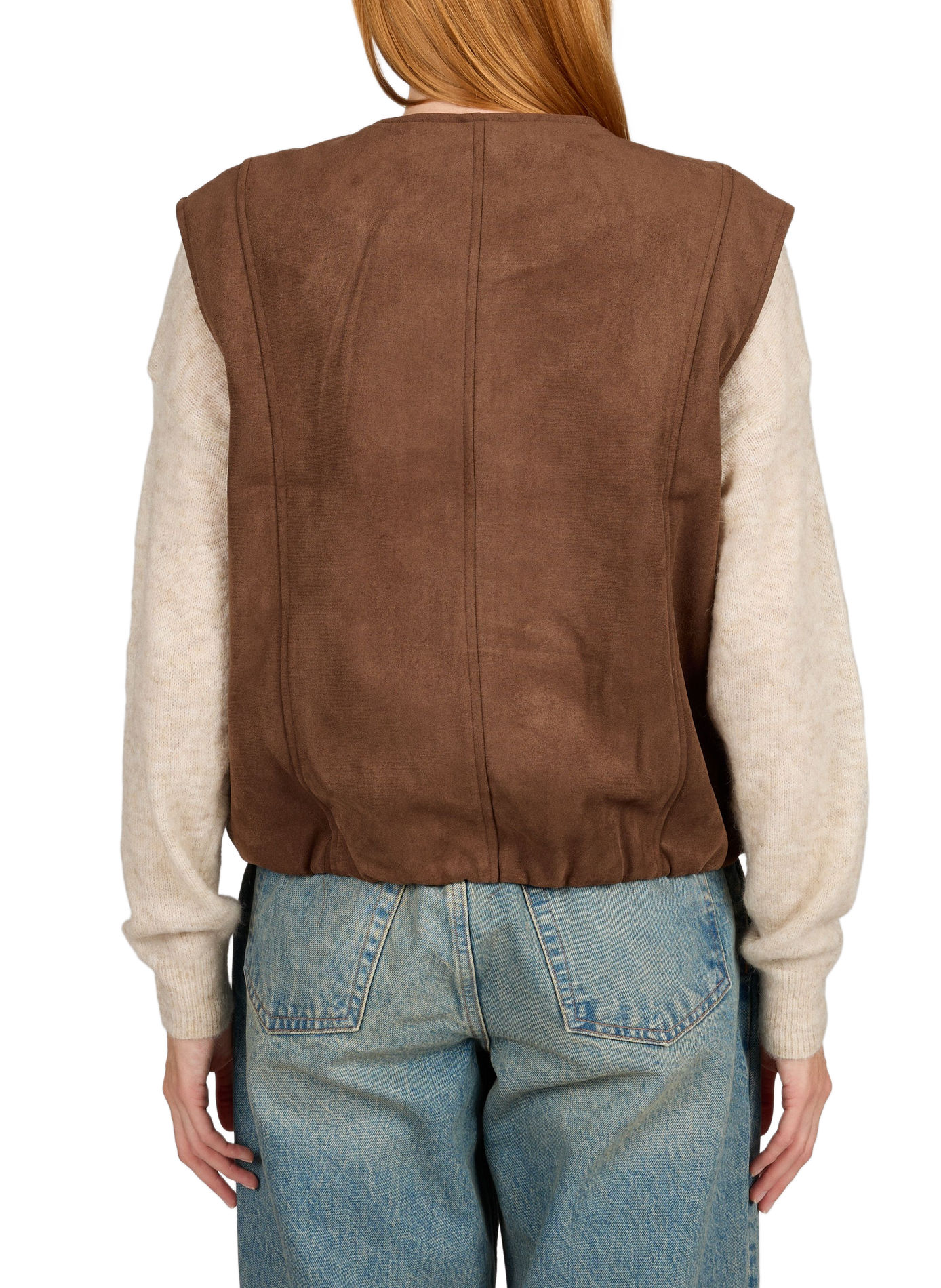 Ärmellose Jacke mit Rundhalsausschnitt OBJECT Braun