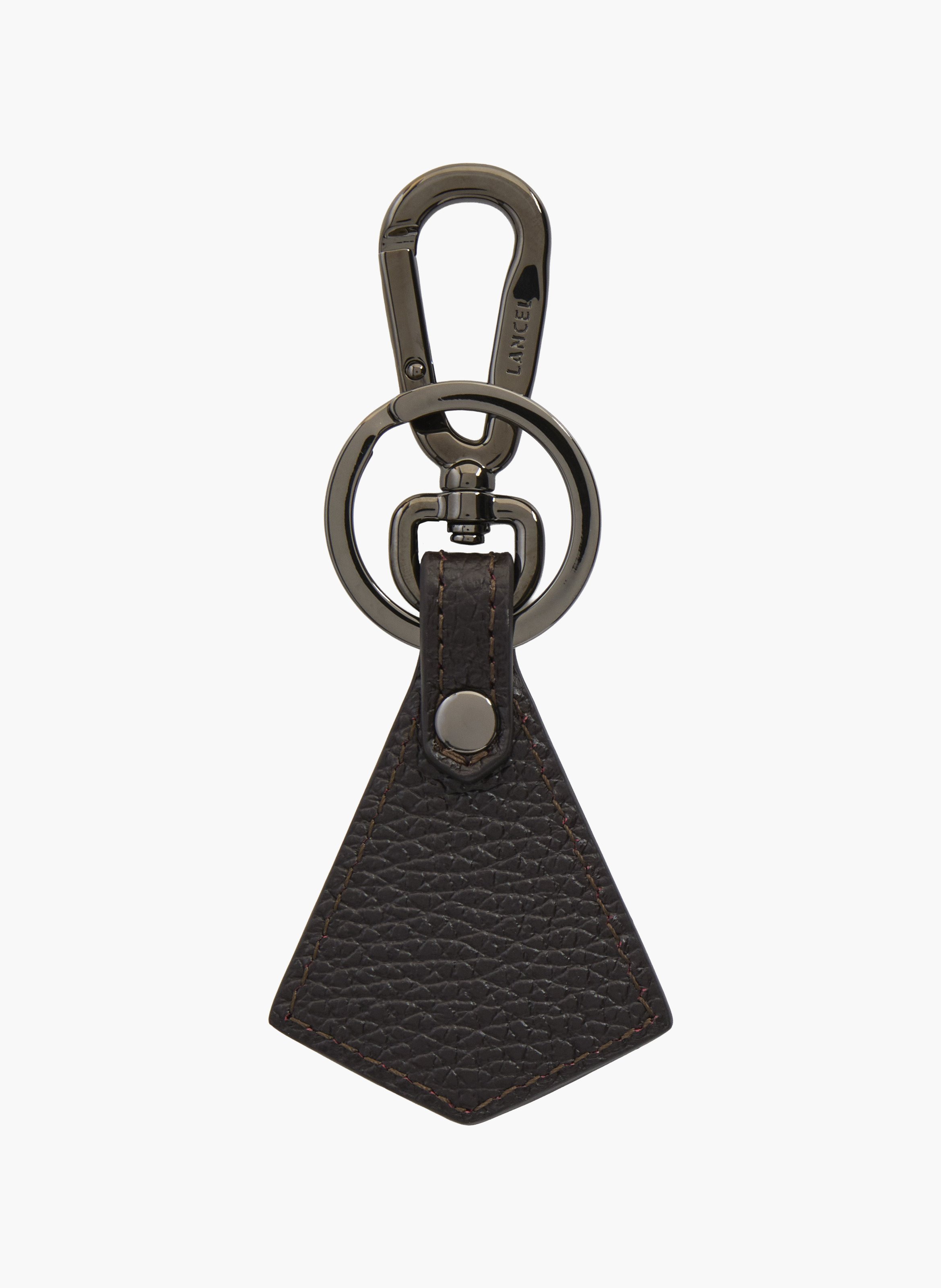 Porte-clés pyramide – cuir grainé de vachette et métal. LANCEL Marron