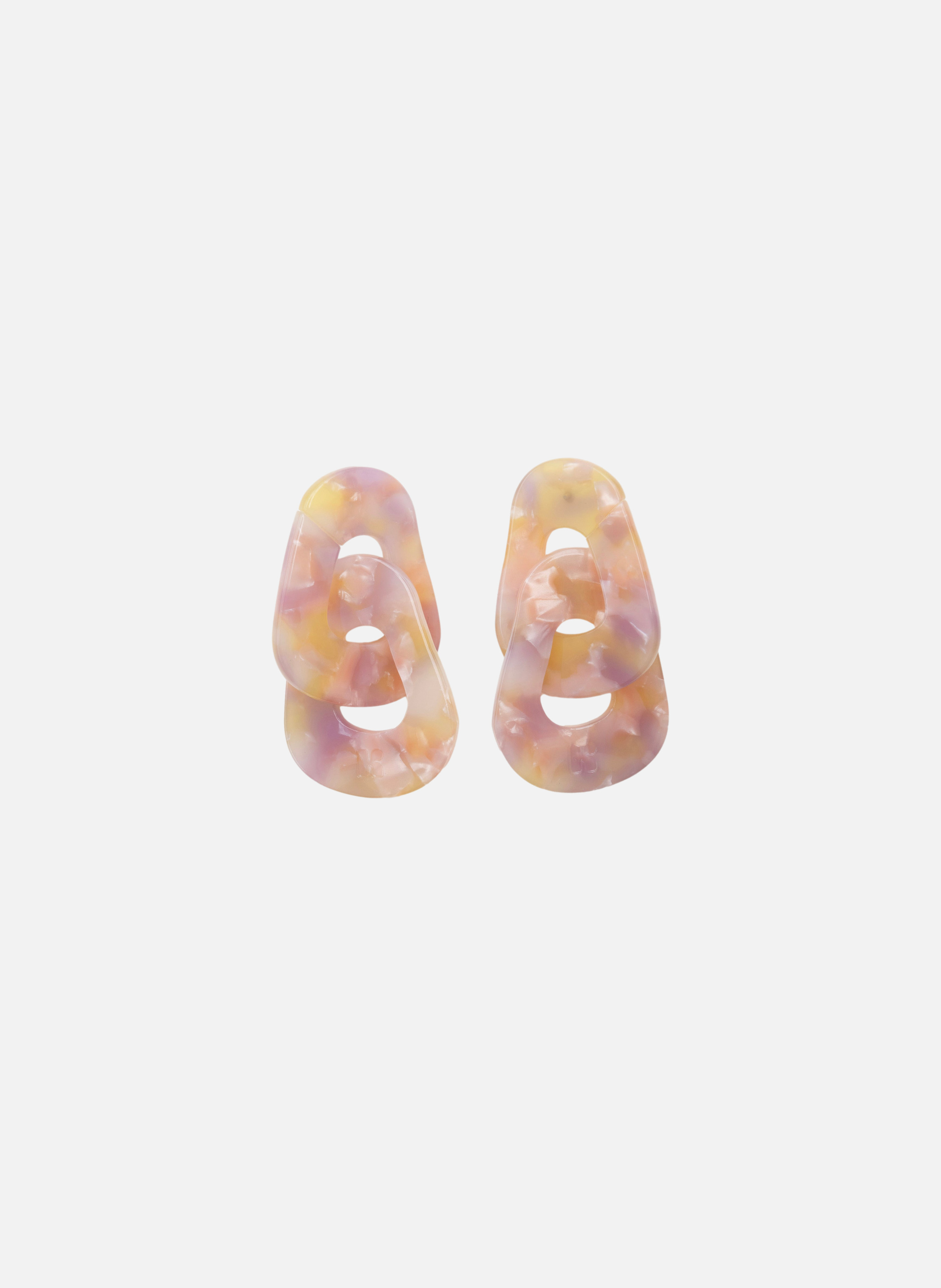 Boucles d'oreilles maillons en acétate de cellulose  Rose orangé