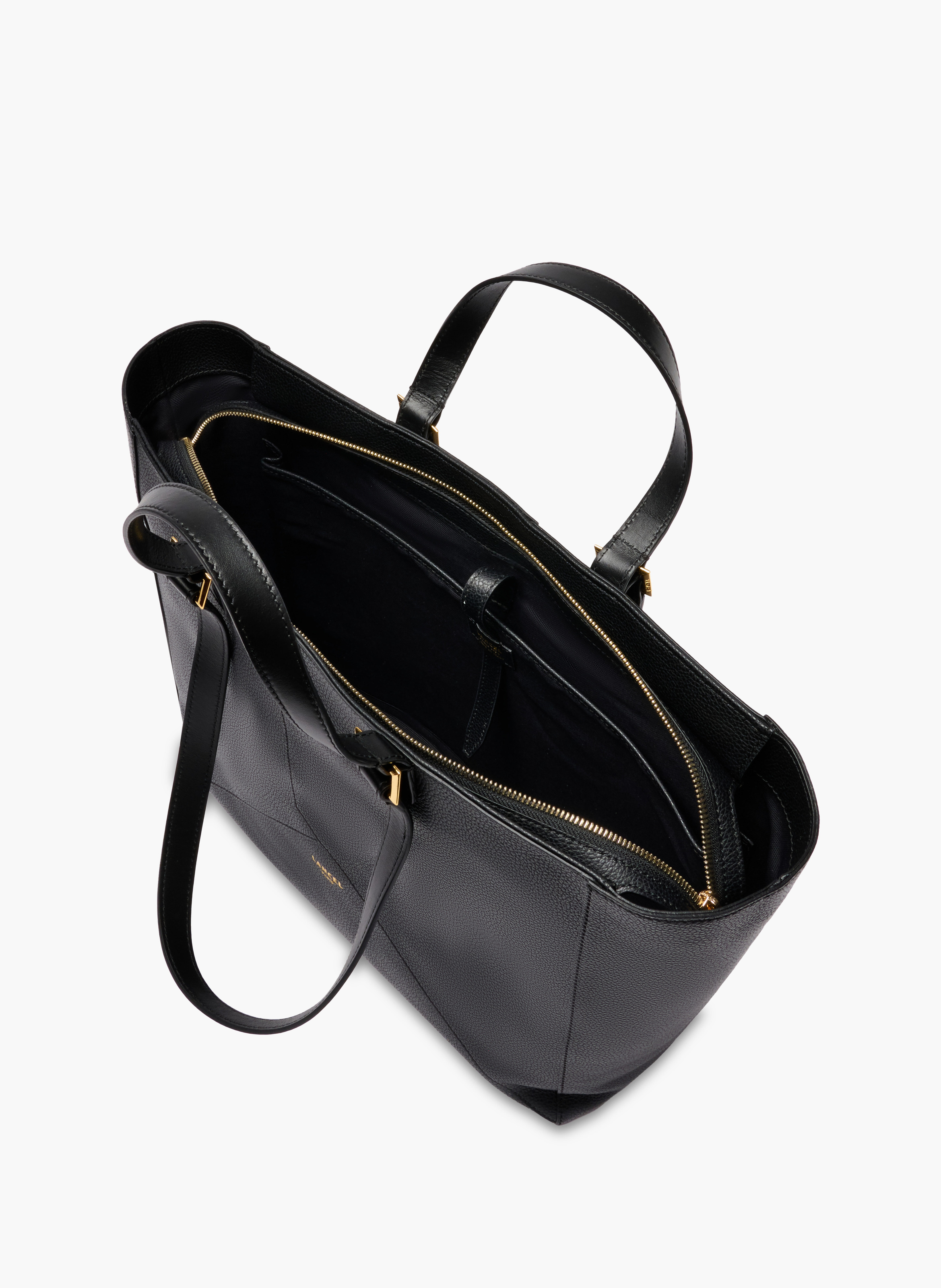 Sac cabas zippé m double porté enveloppe de lancel en cuir LANCEL Noir