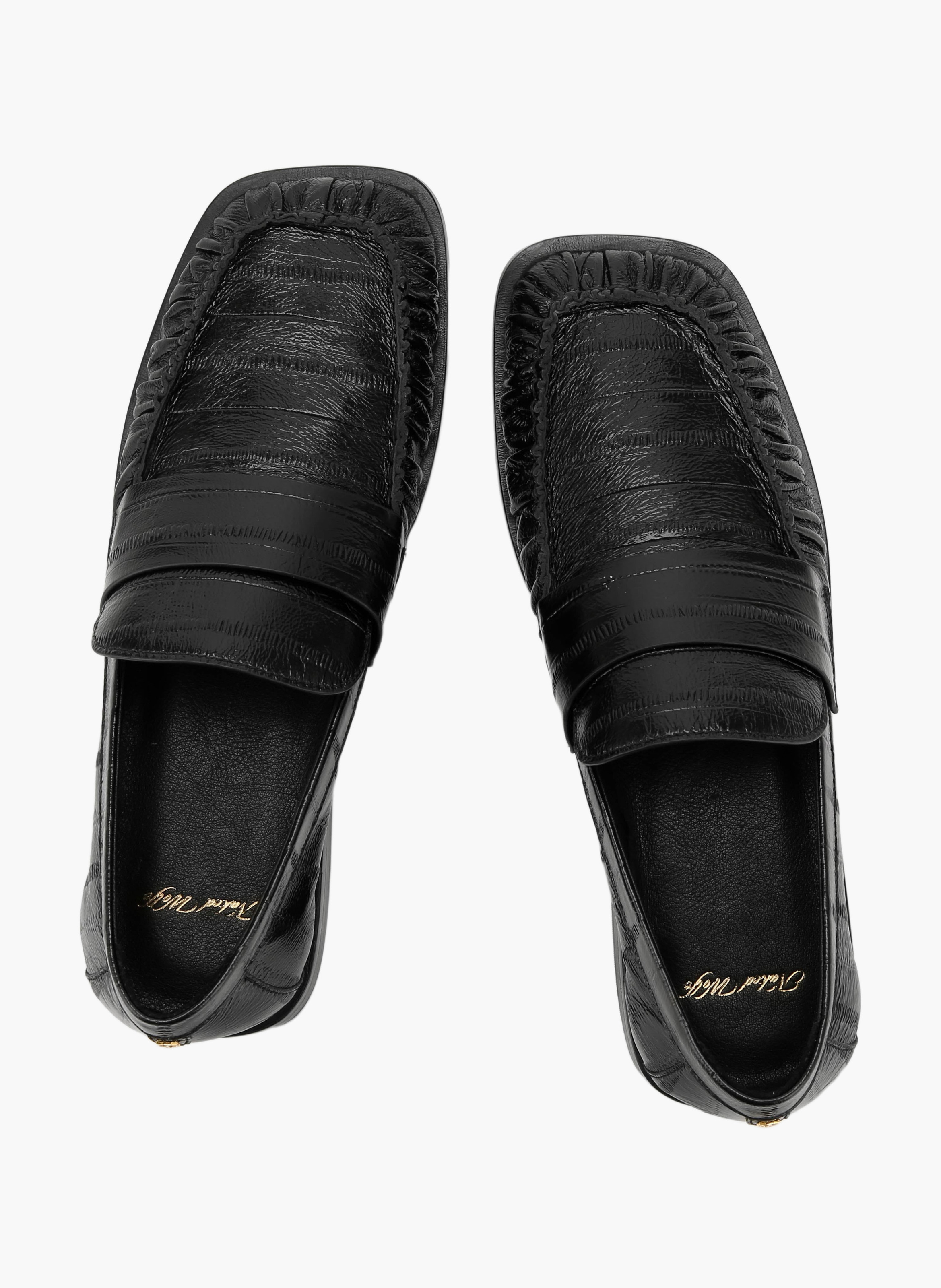 Mocassins voltage en cuir d'anguille NAKED WOLFE Noir