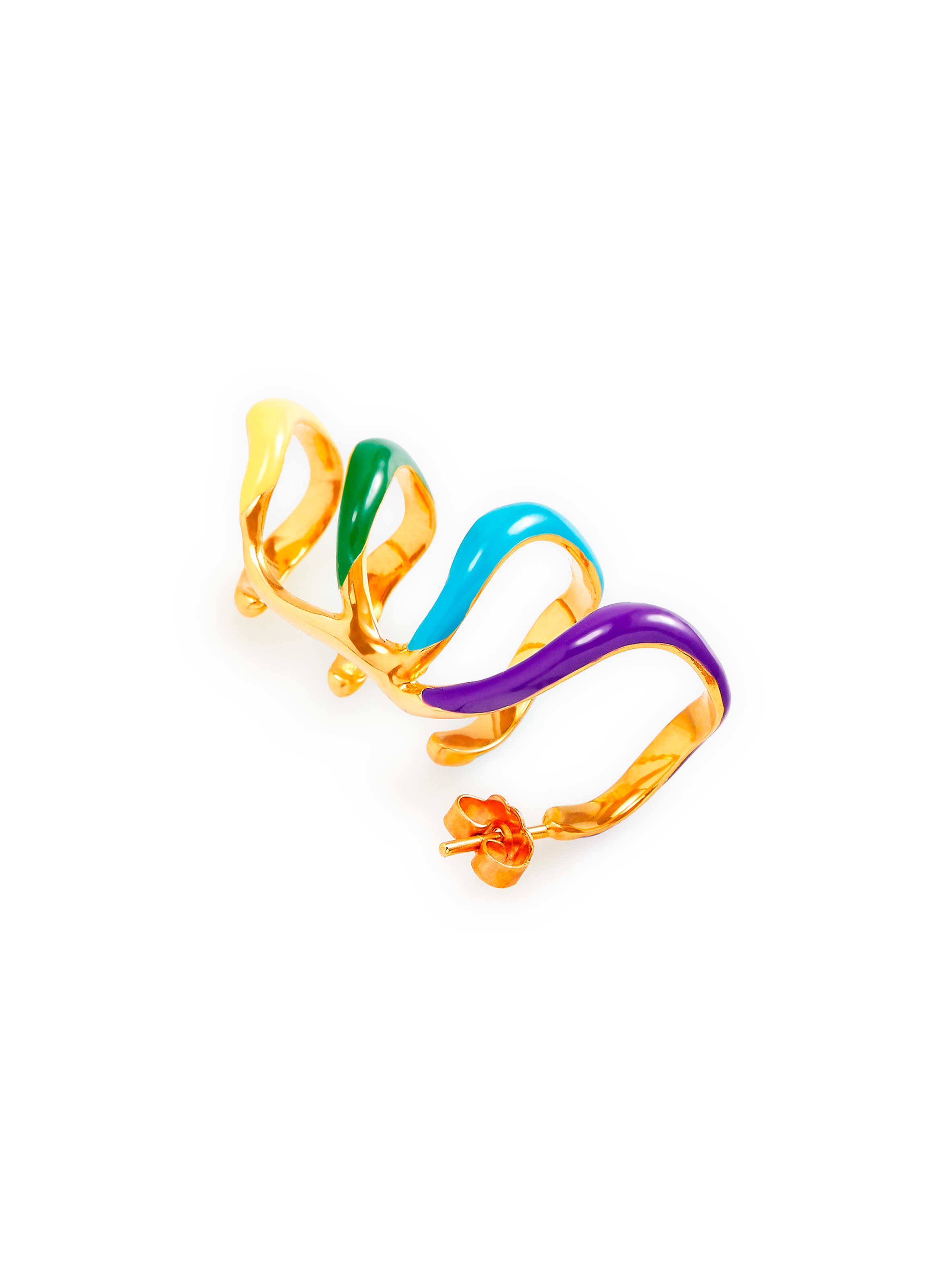 Boucle d'oreille ear cuff Statement Wave en laiton plaqué or