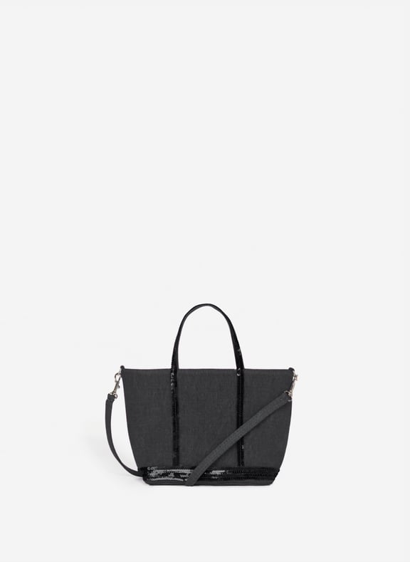 Cabas xs zippé en lin Noir by VANESSA BRUNO VANESSA BRUNO Cabas xs zippé en lin Noir