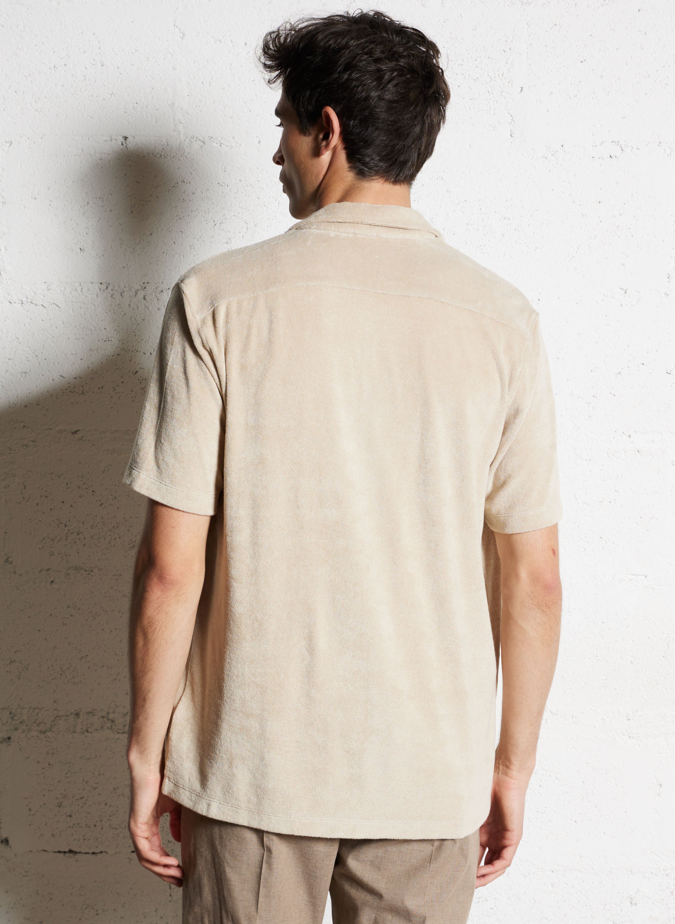 Chemise droite en coton mélangé IKKS Beige