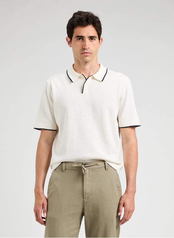Polo en coton et lin Beige by SELECTED SELECTED Polo en coton et lin Beige