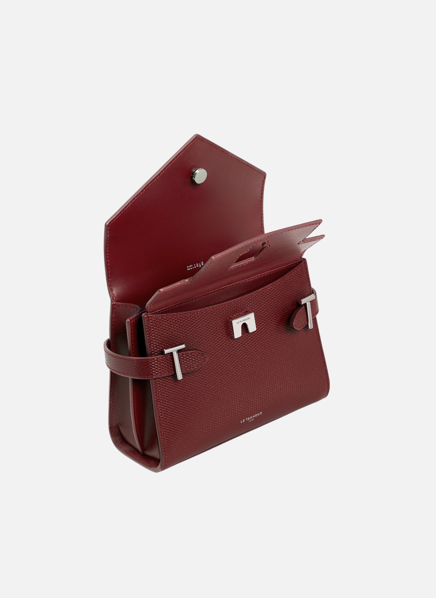 Petit sac à main double rabat emilie en cuir signature t LE TANNEUR Rouge