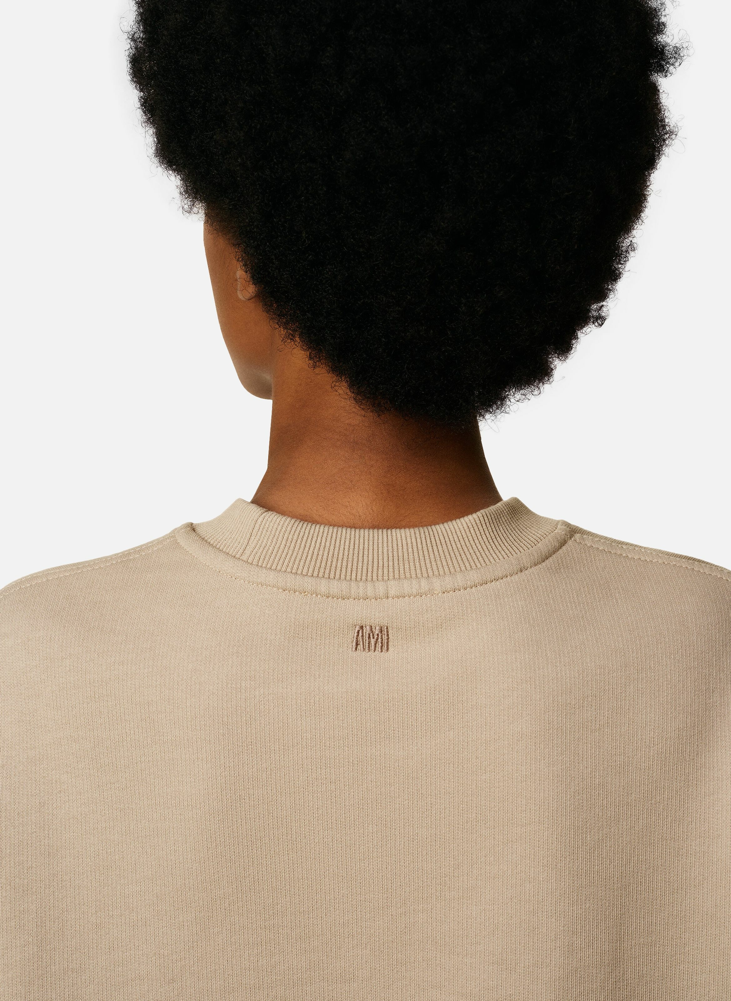 Sweatshirt ami de coeur contrasté en coton AMI PARIS Beige