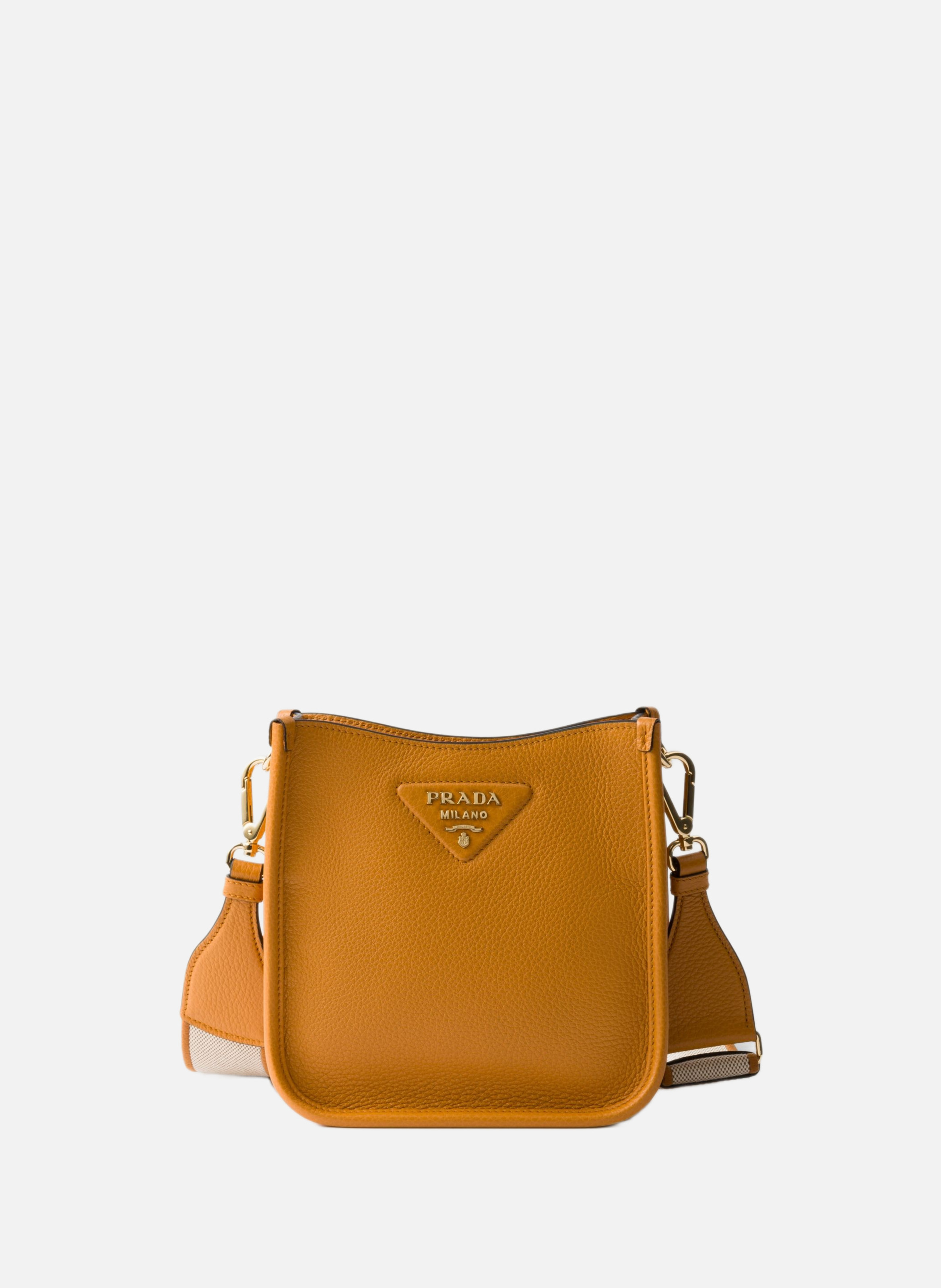 Mini sac porté épaule en cuir PRADA Orange