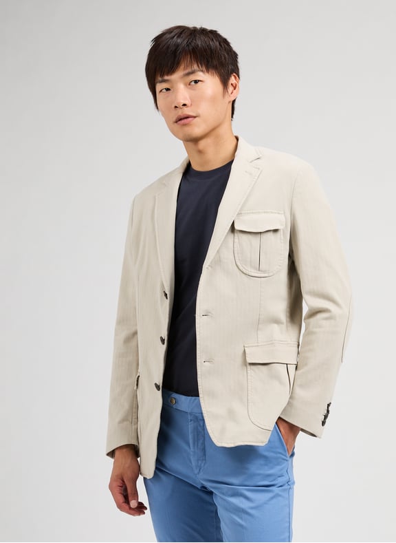 Veste droite en coton mélangé Beige by HACKETT HACKETT Veste droite en coton mélangé Beige