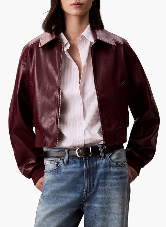 Short faux leather bomber Red Calvin klein - Women | Printemps.com Short faux leather bomber Red Calvin klein - Women | Printemps.com