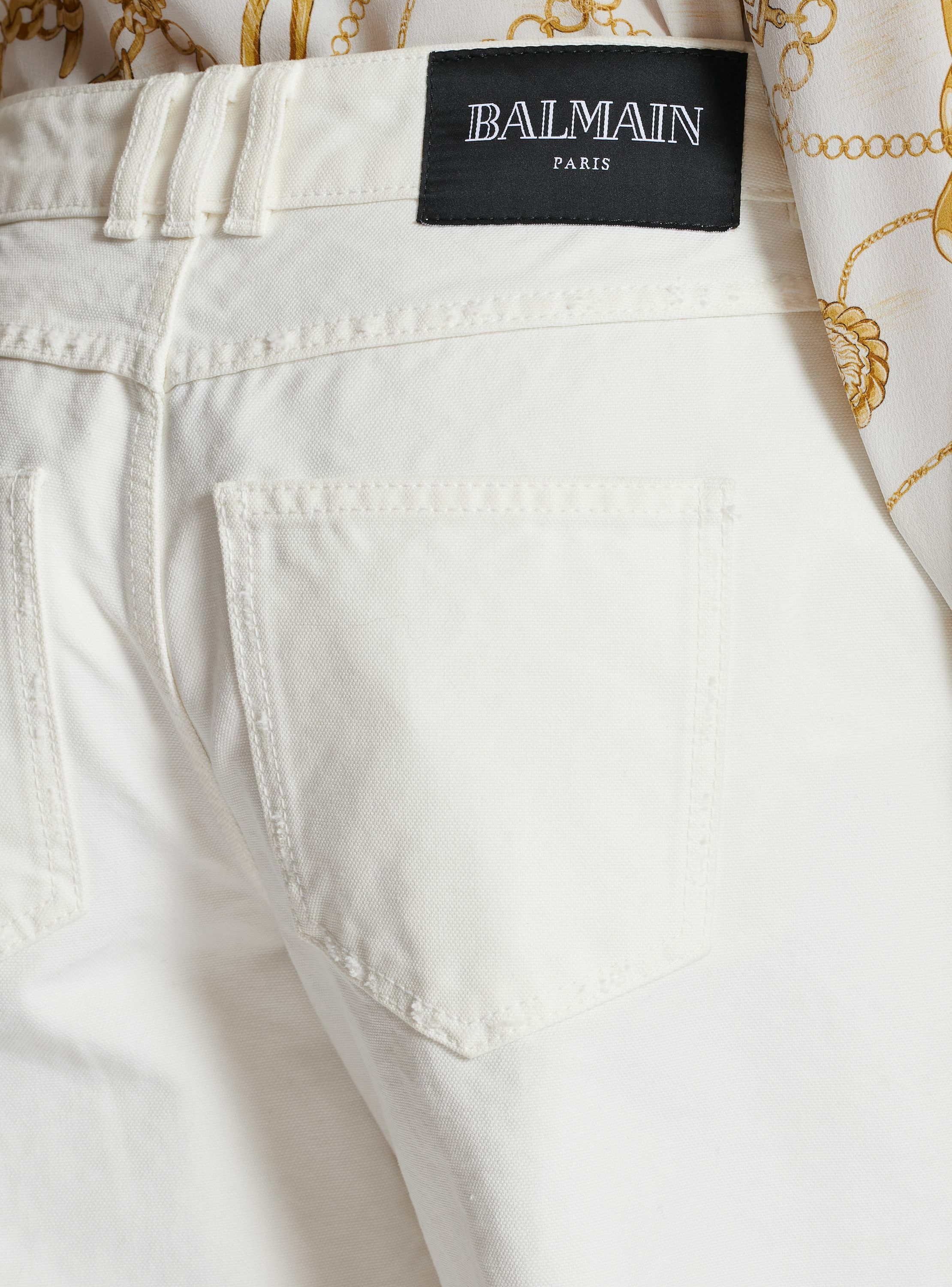 Jean droit en denim uni BALMAIN Blanc