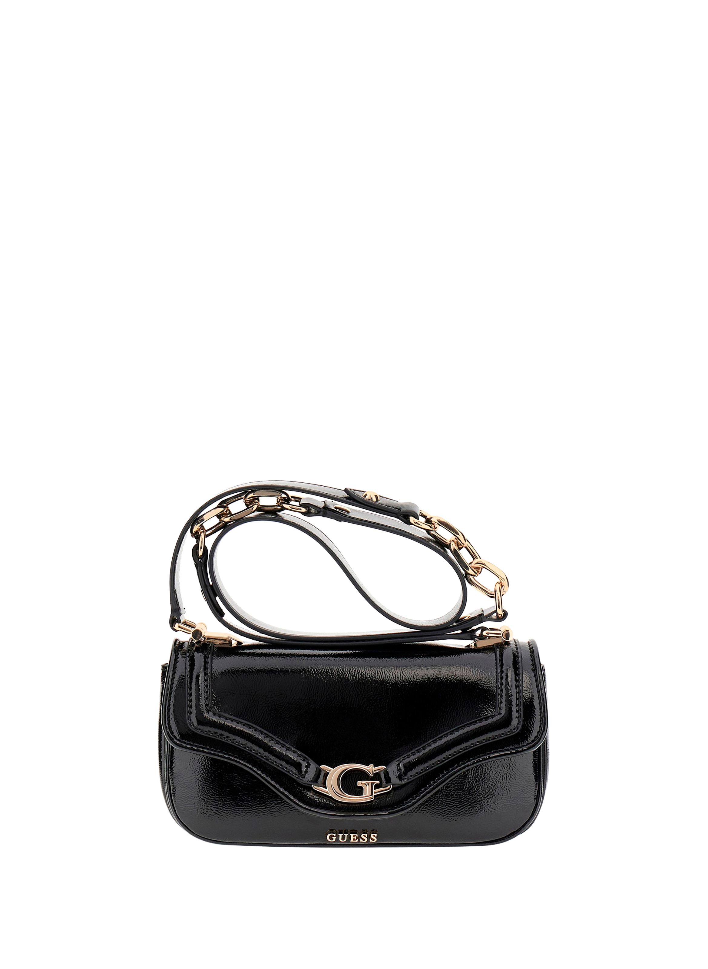 GUESS Sac verni à bandoulière Noir