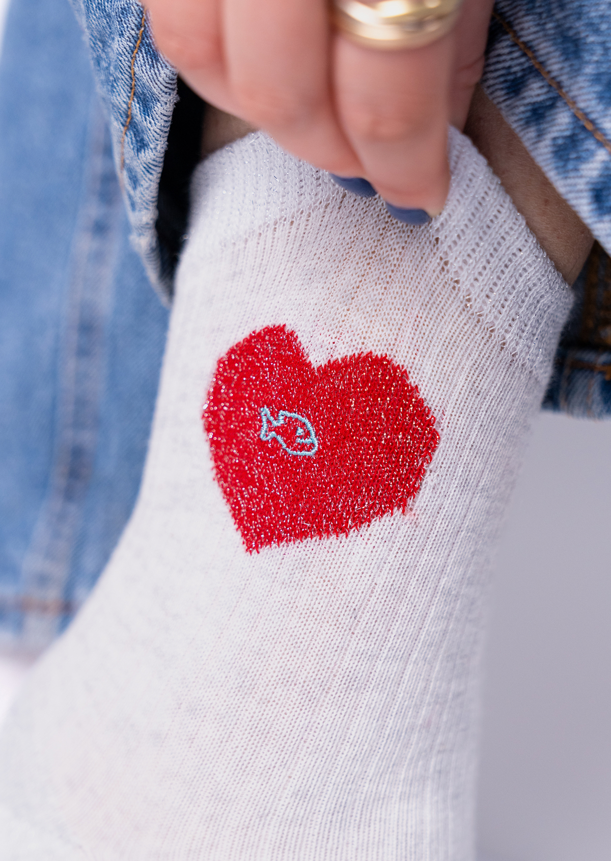 Chaussettes en coton peigné coeur BILLYBELT Blanc