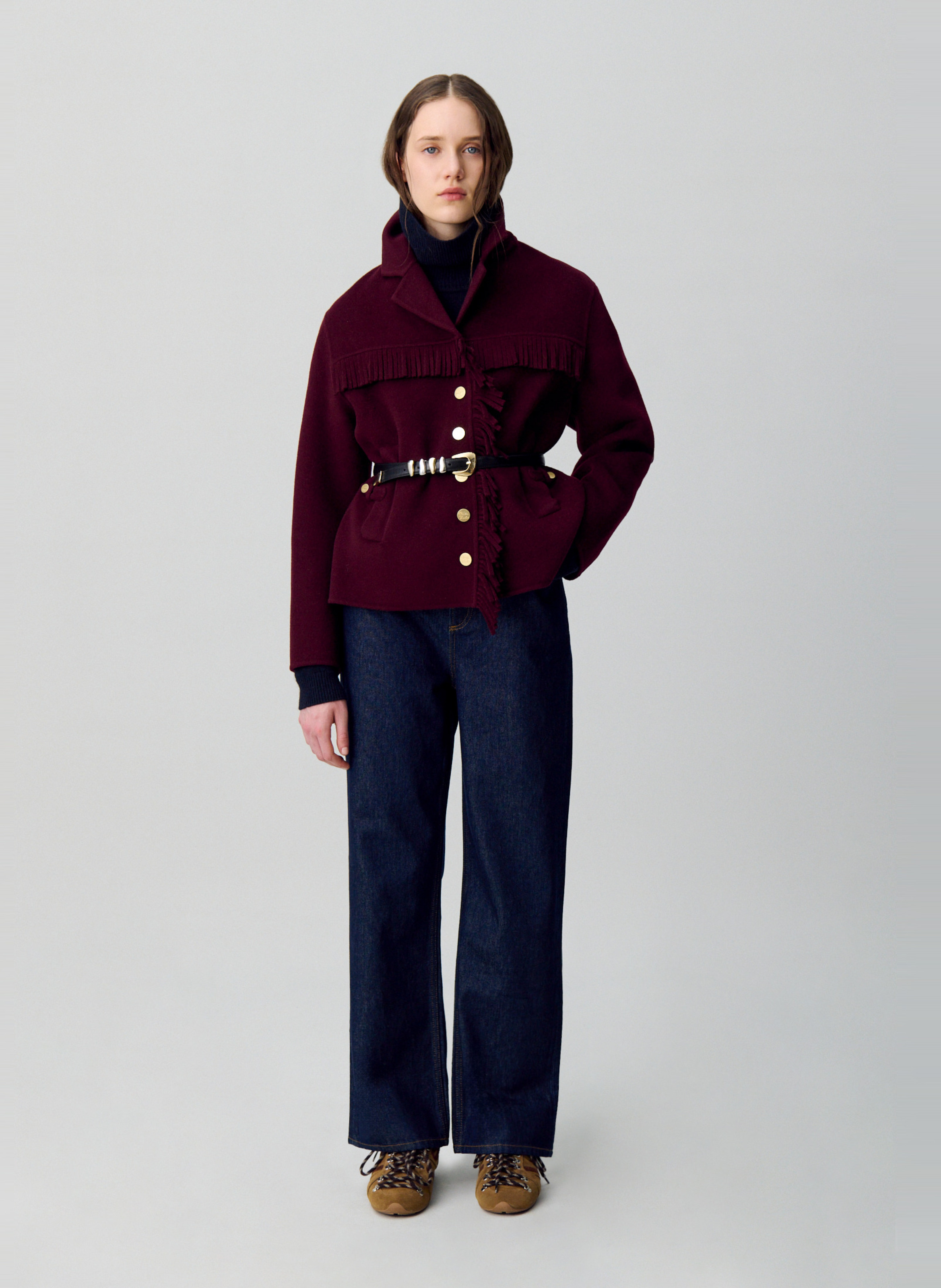 Veste col tailleur en laine mélangée gwendoline CLAUDIE PIERLOT Rouge