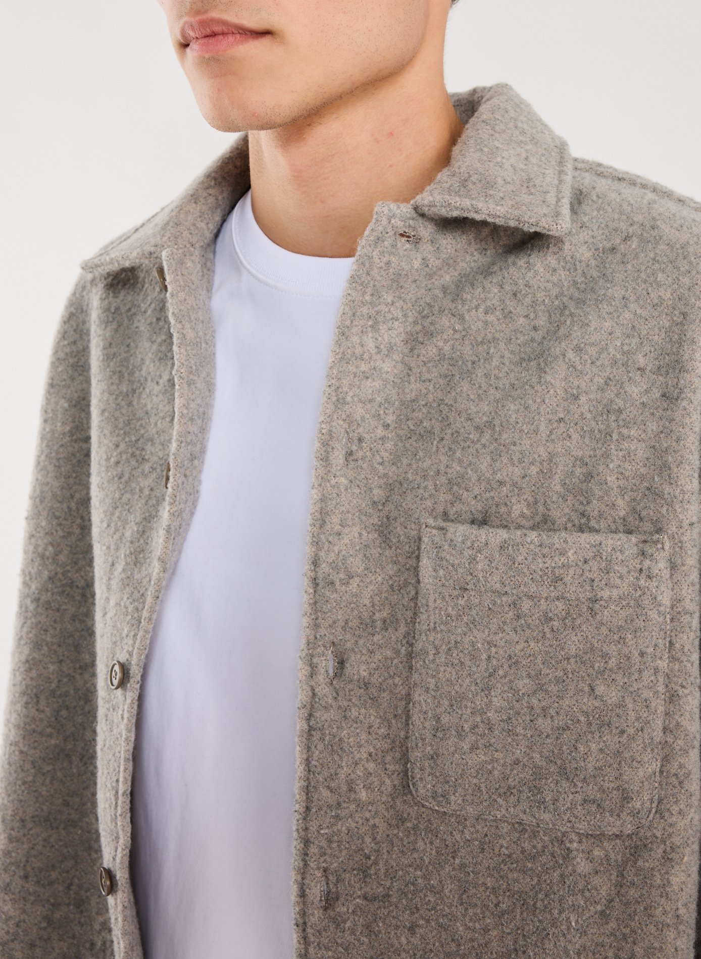 Chemise unie en laine mélangée SAMSOE SAMSOE Gris