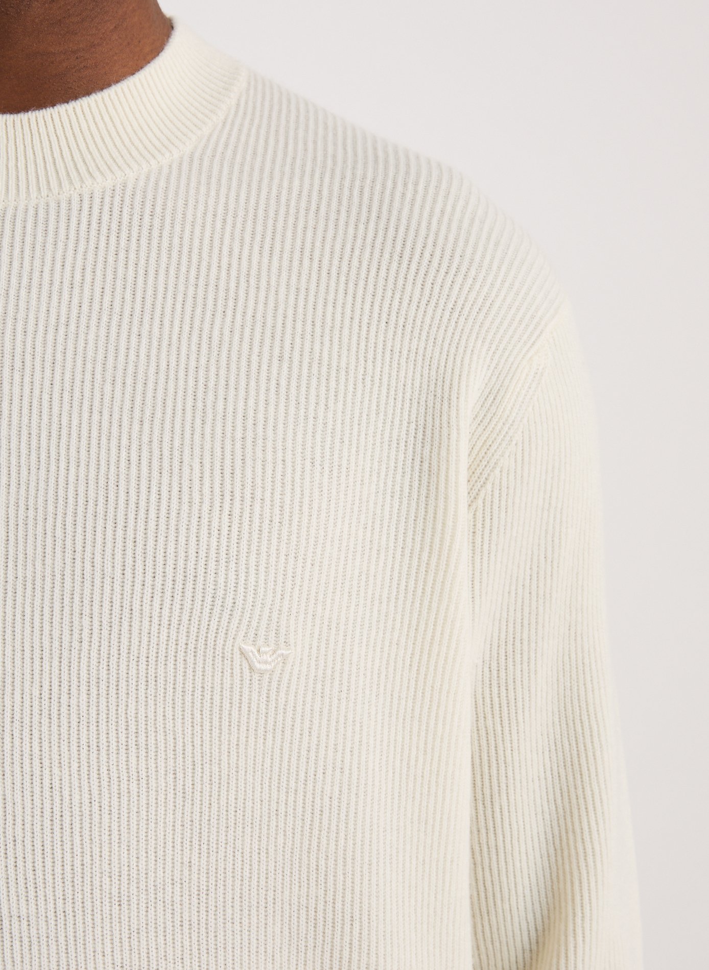 Oversized sweater in a blend of virgin wool and cashmere EMPORIO ARMANI White