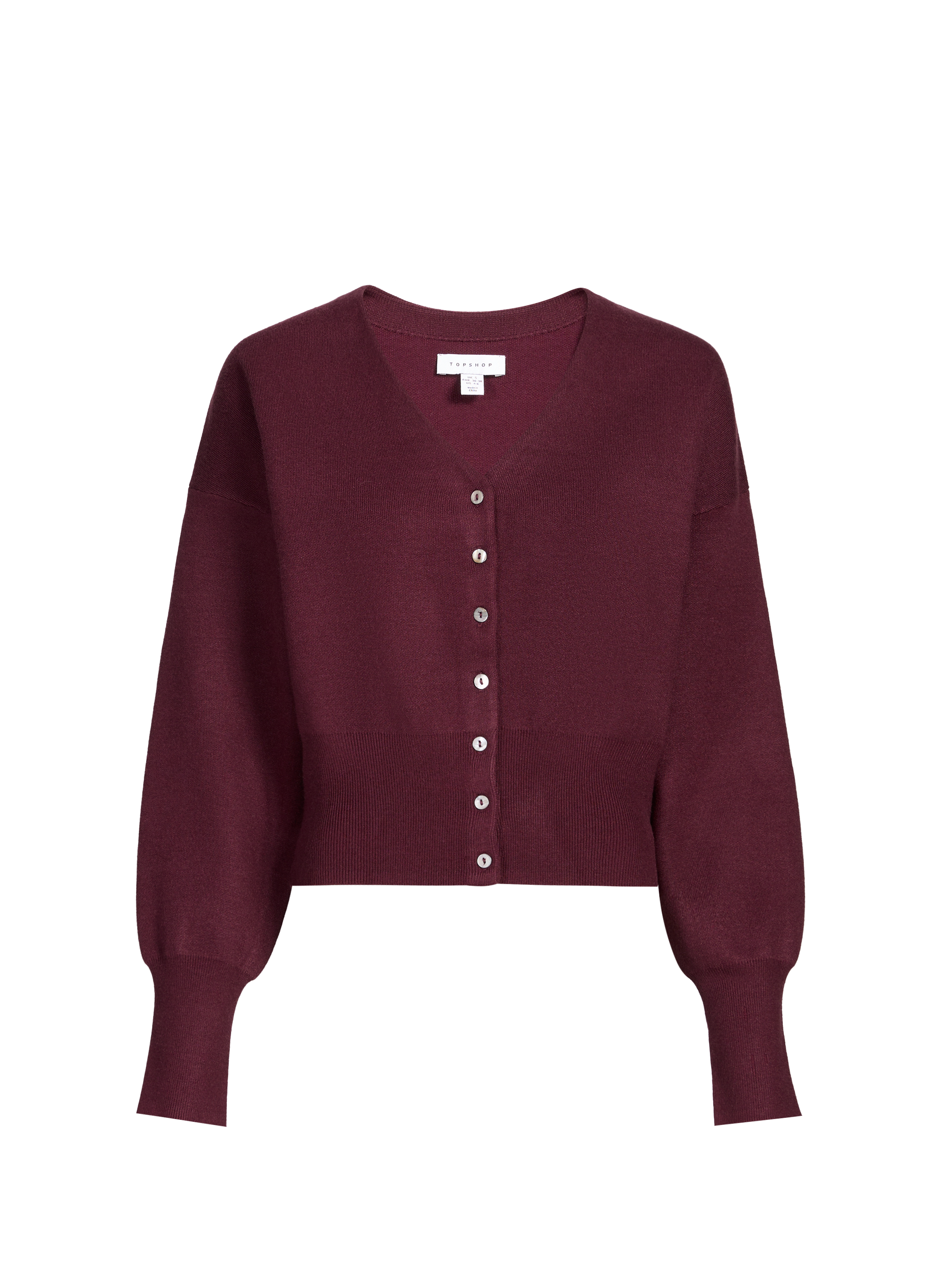 Cardigan cintré encolure V TOPSHOP Rouge