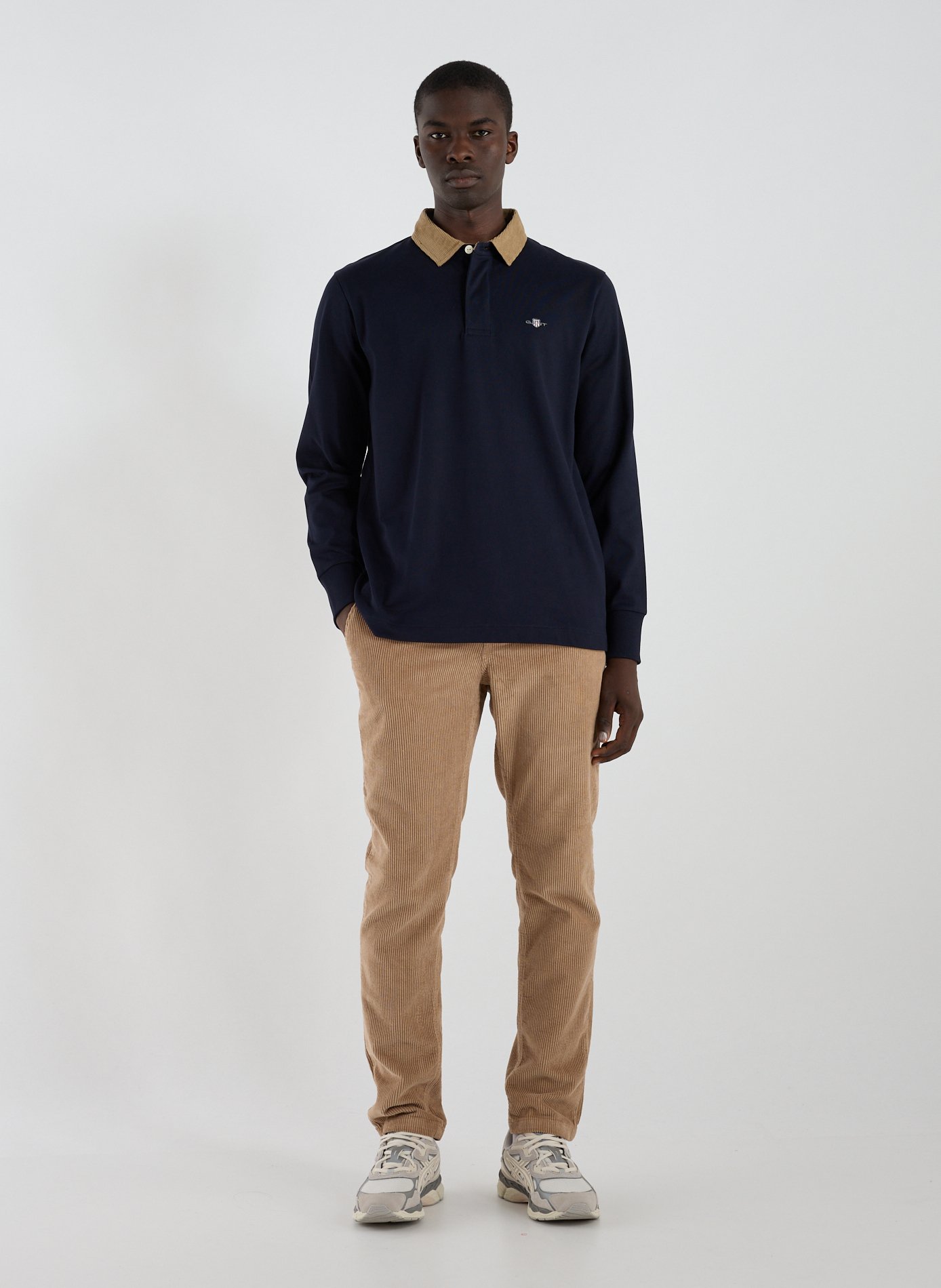 Long-sleeved cotton polo shirt GANT Blue