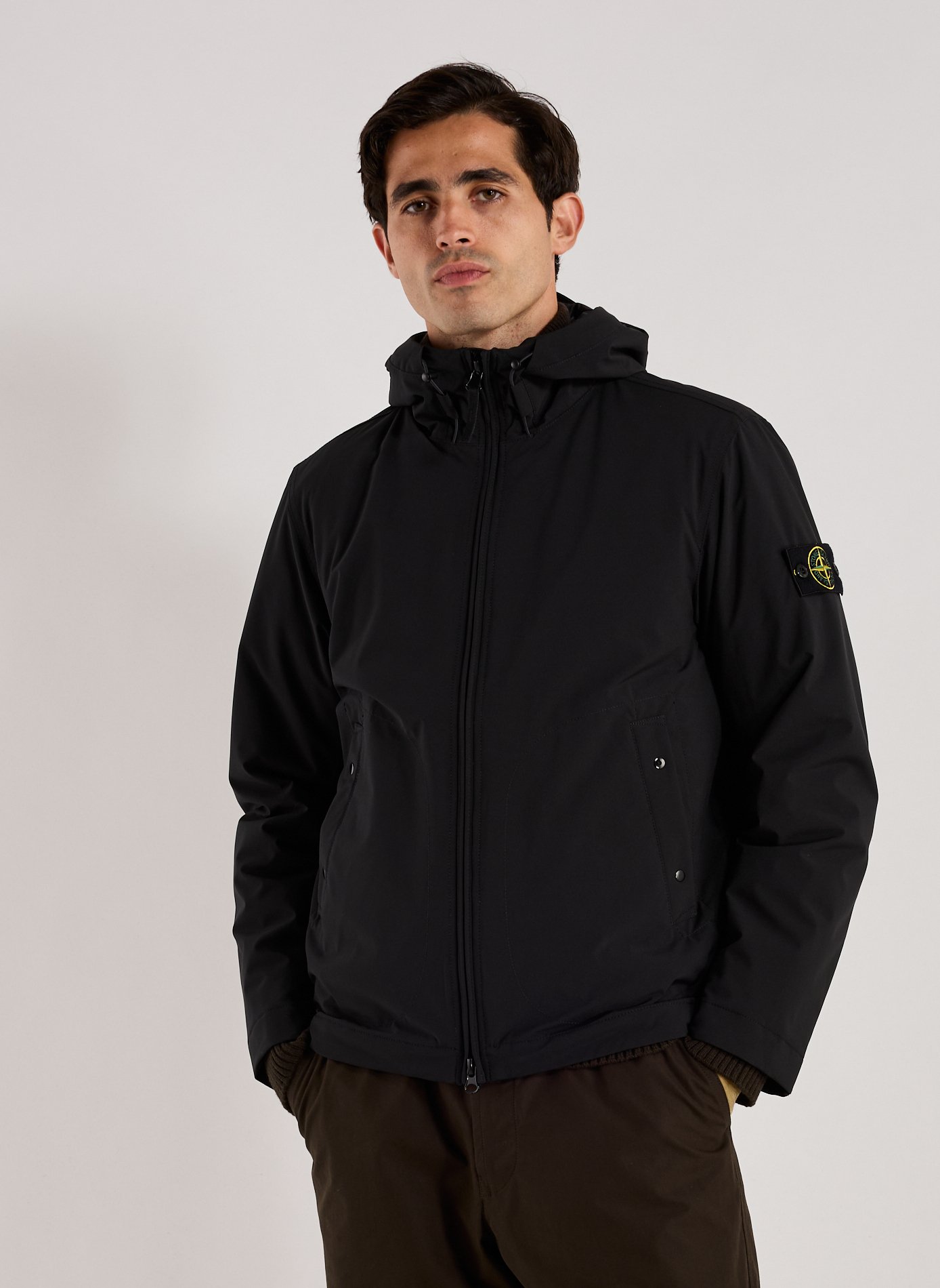 STONE ISLAND Veste droite à capuche Noir
