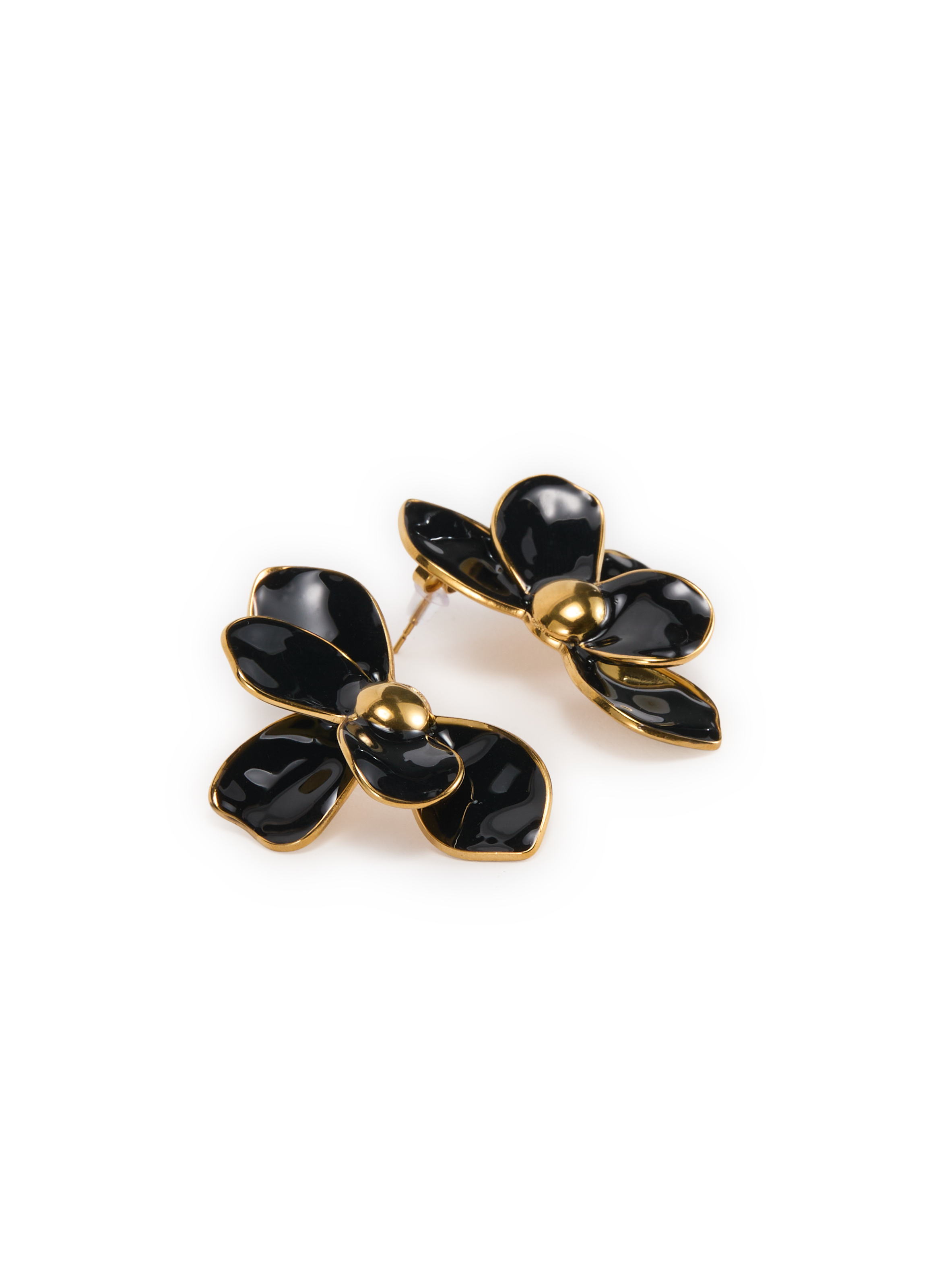 Boucles d'oreilles fleurs AU PRINTEMPS PARIS Noir