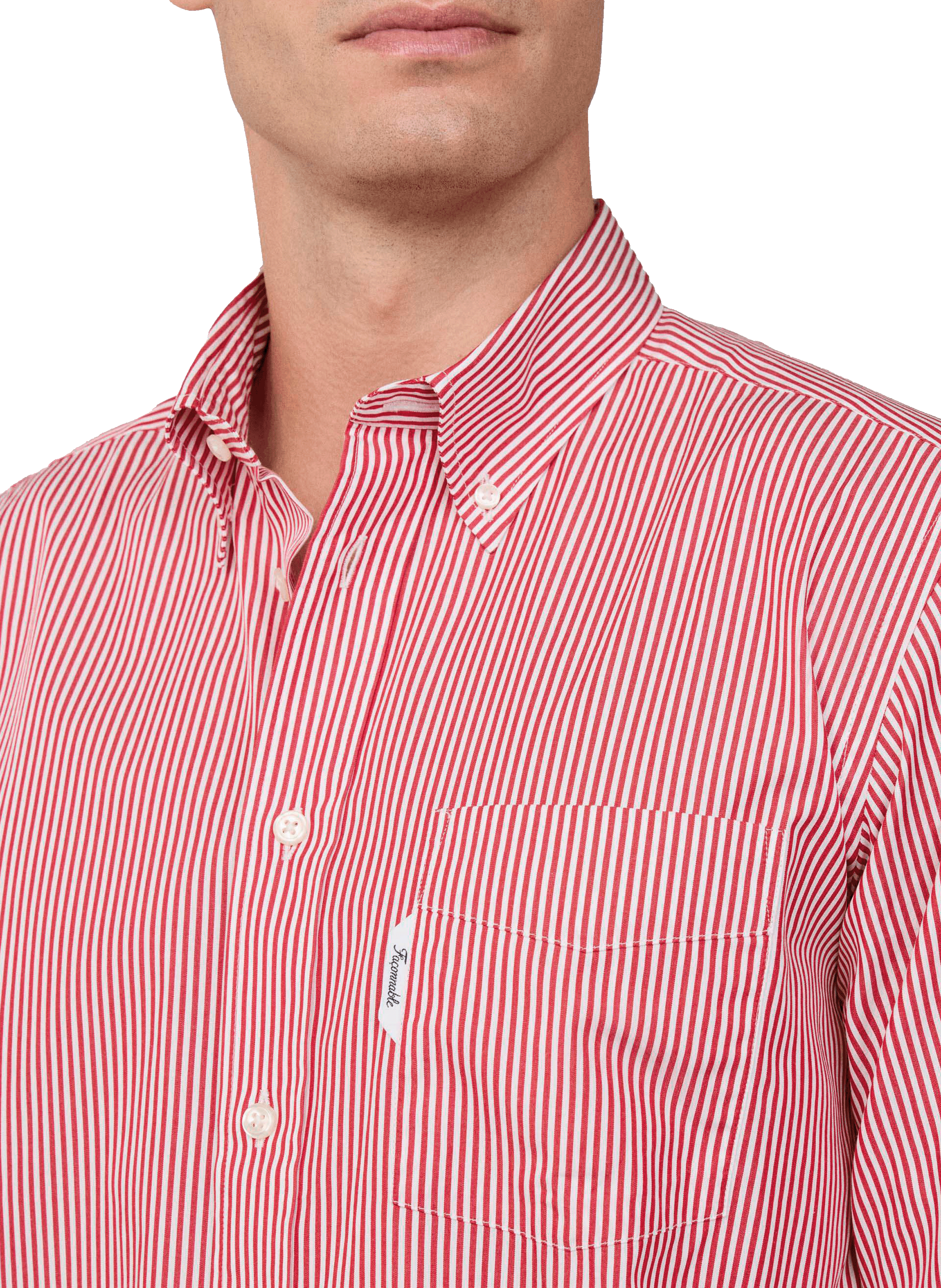 Chemise col américain à rayures en coton FACONNABLE Rouge