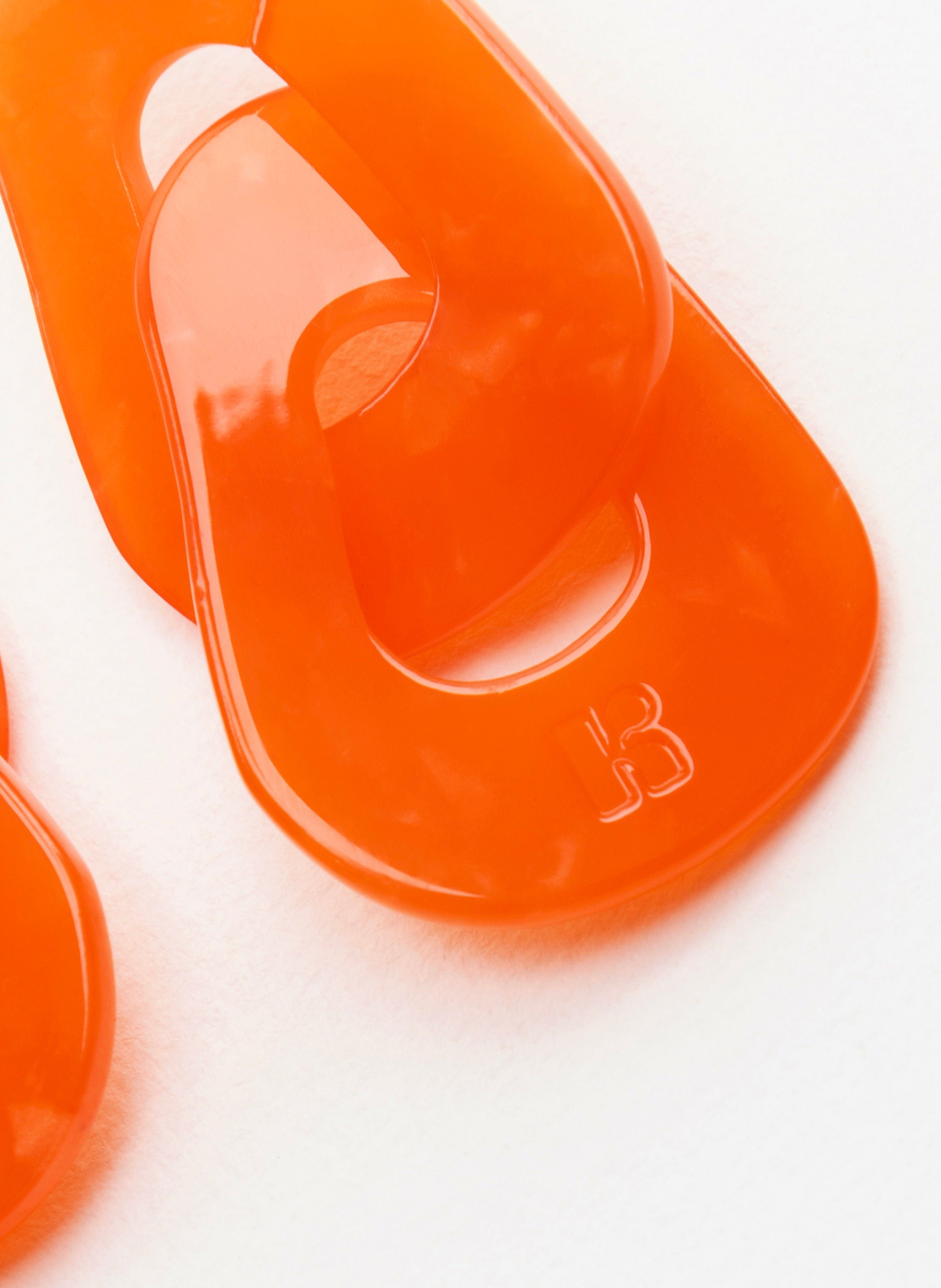 Boucles d'oreilles maillons en acétate de cellulose KURAGE GINZA Orange