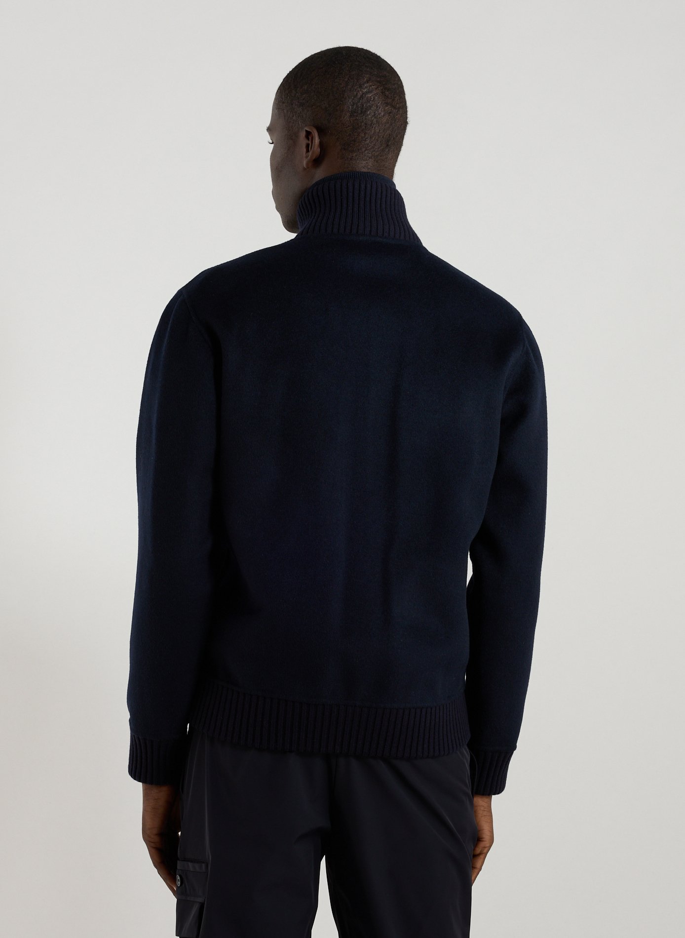 Zip-up sweater with high collar in mixed wool ECOALF Blue
