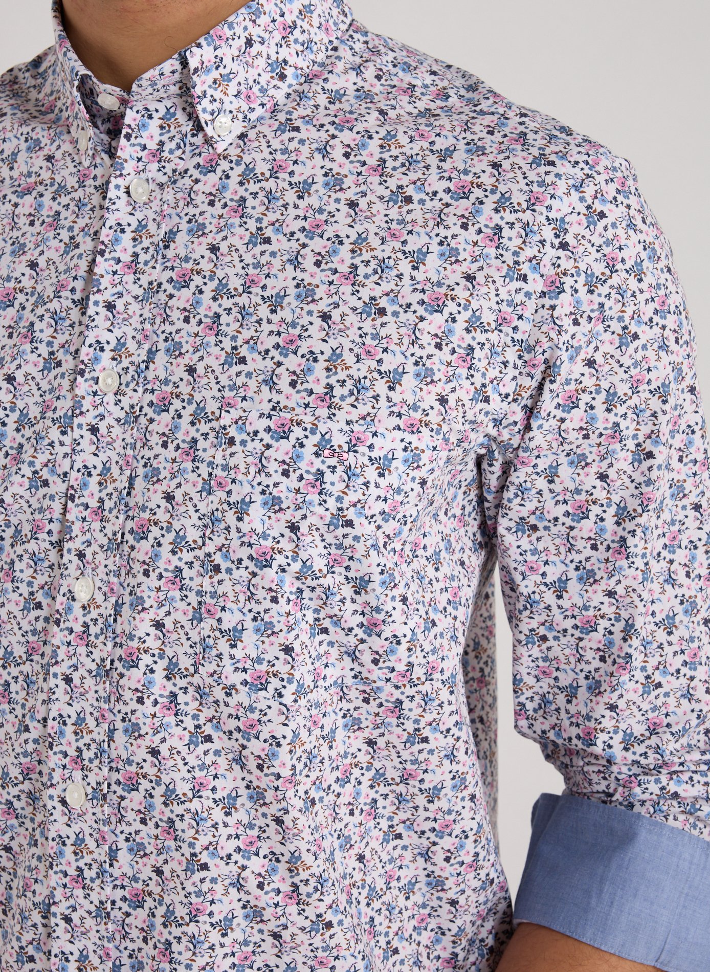 Floral shirt with American collar in cotton EDEN PARK Blue