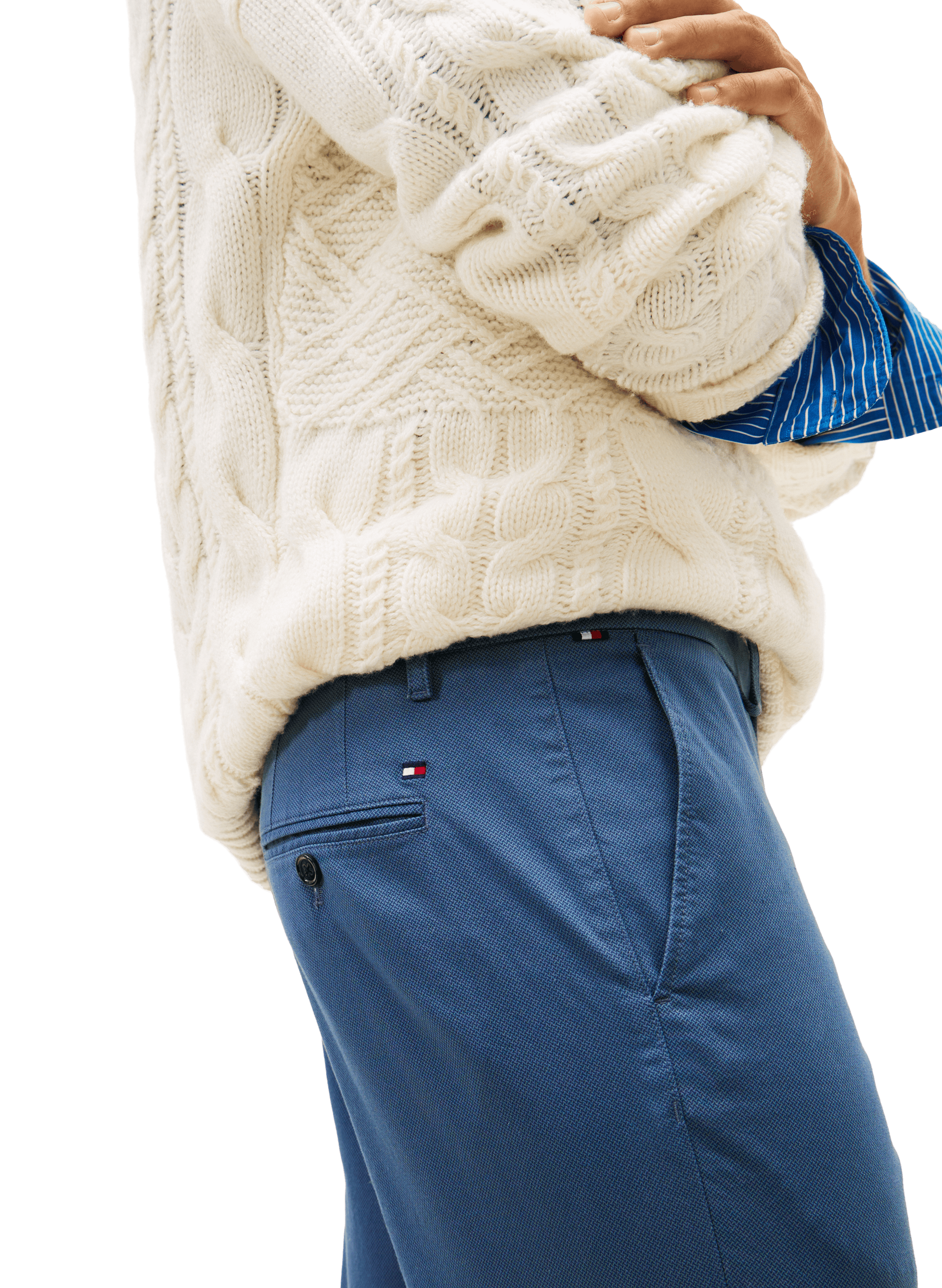 Pantalon coupe droite en coton TOMMY HILFIGER Bleu