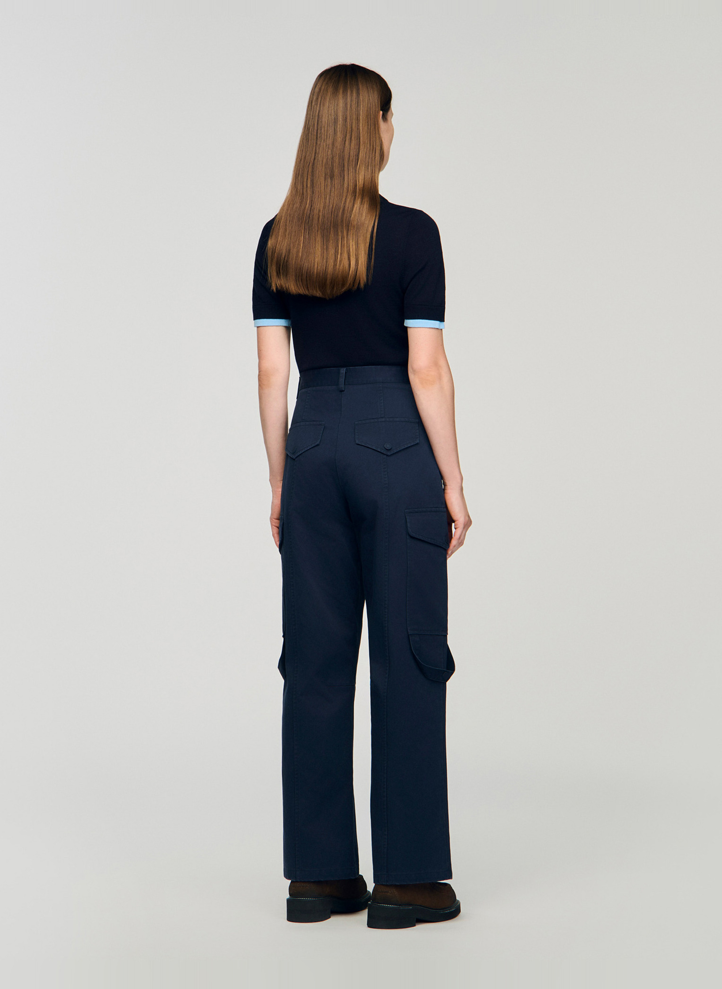 Pantalon cargo en coton SANDRO Bleu