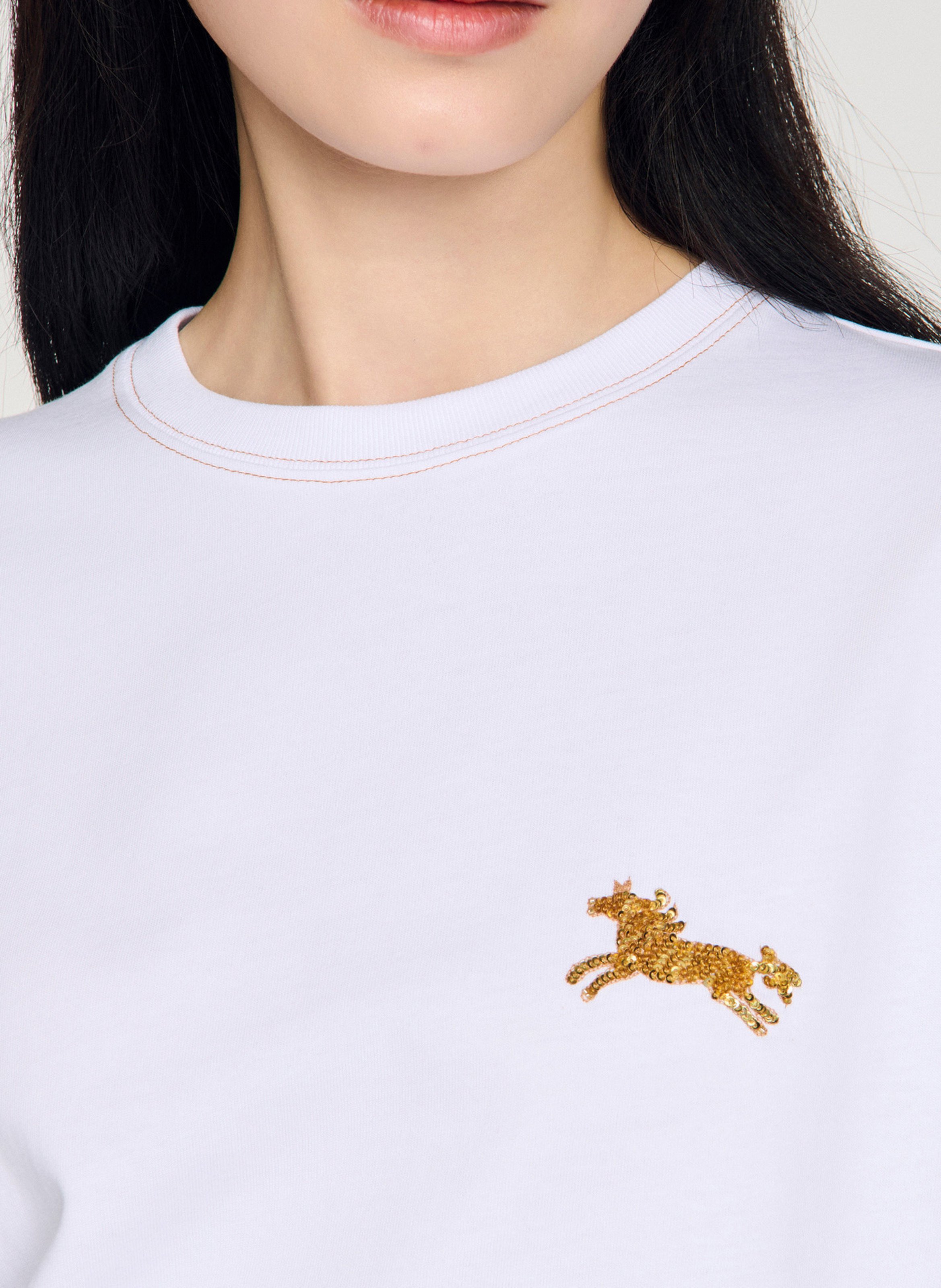 Tee-shirt col rond en coton Blanc