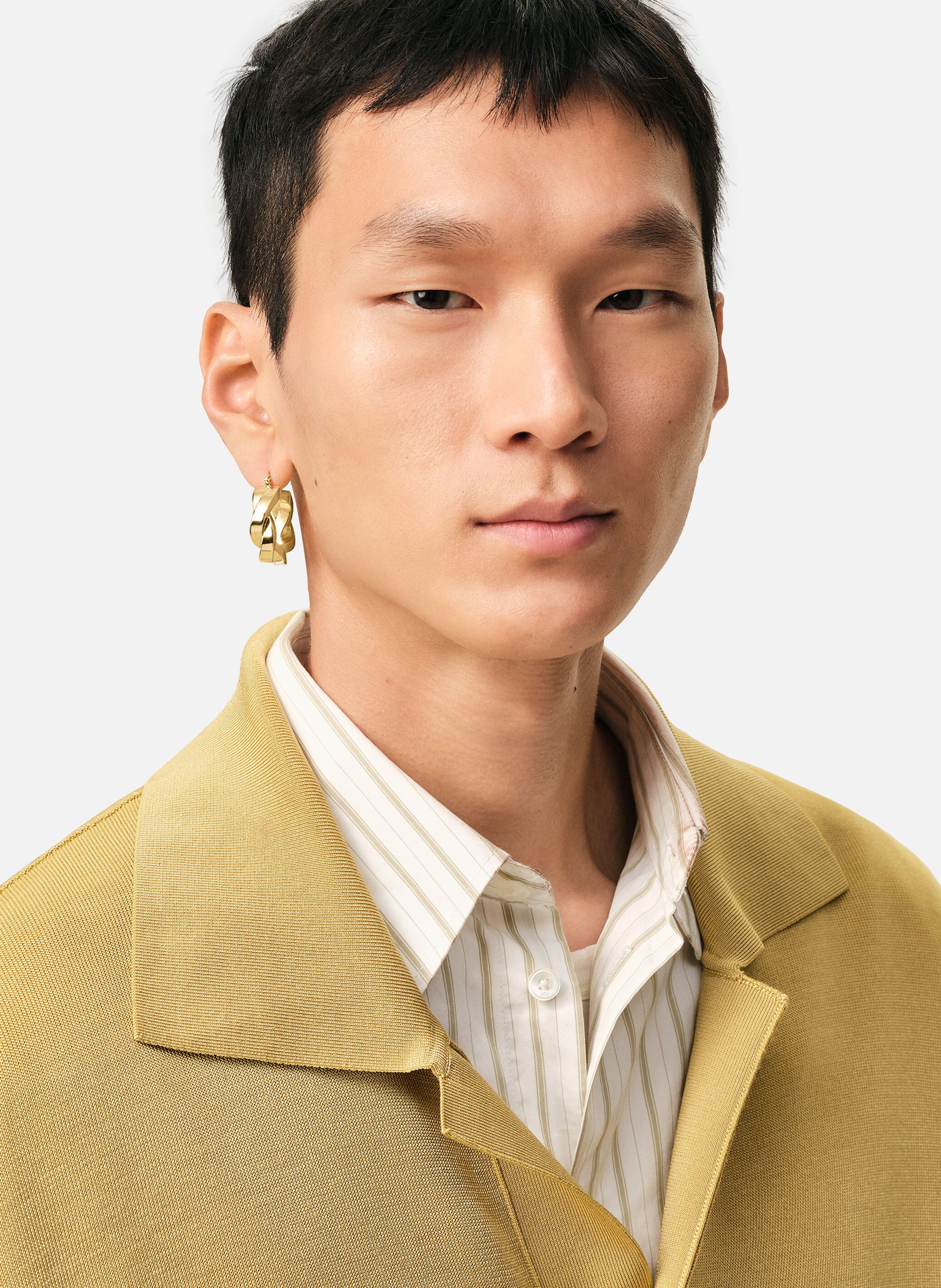 Boucles d'oreilles tresse dorées unisexes en laiton AMI PARIS Jaune