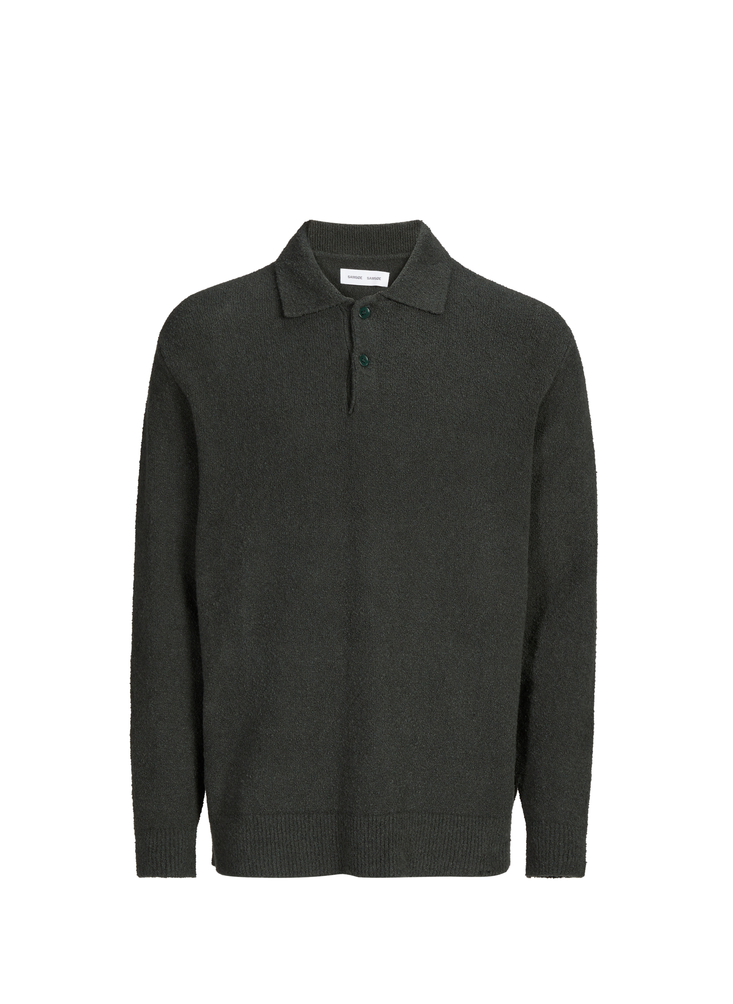 Pull à col polo en coton et laine mélangés SAMSOE SAMSOE Kaki
