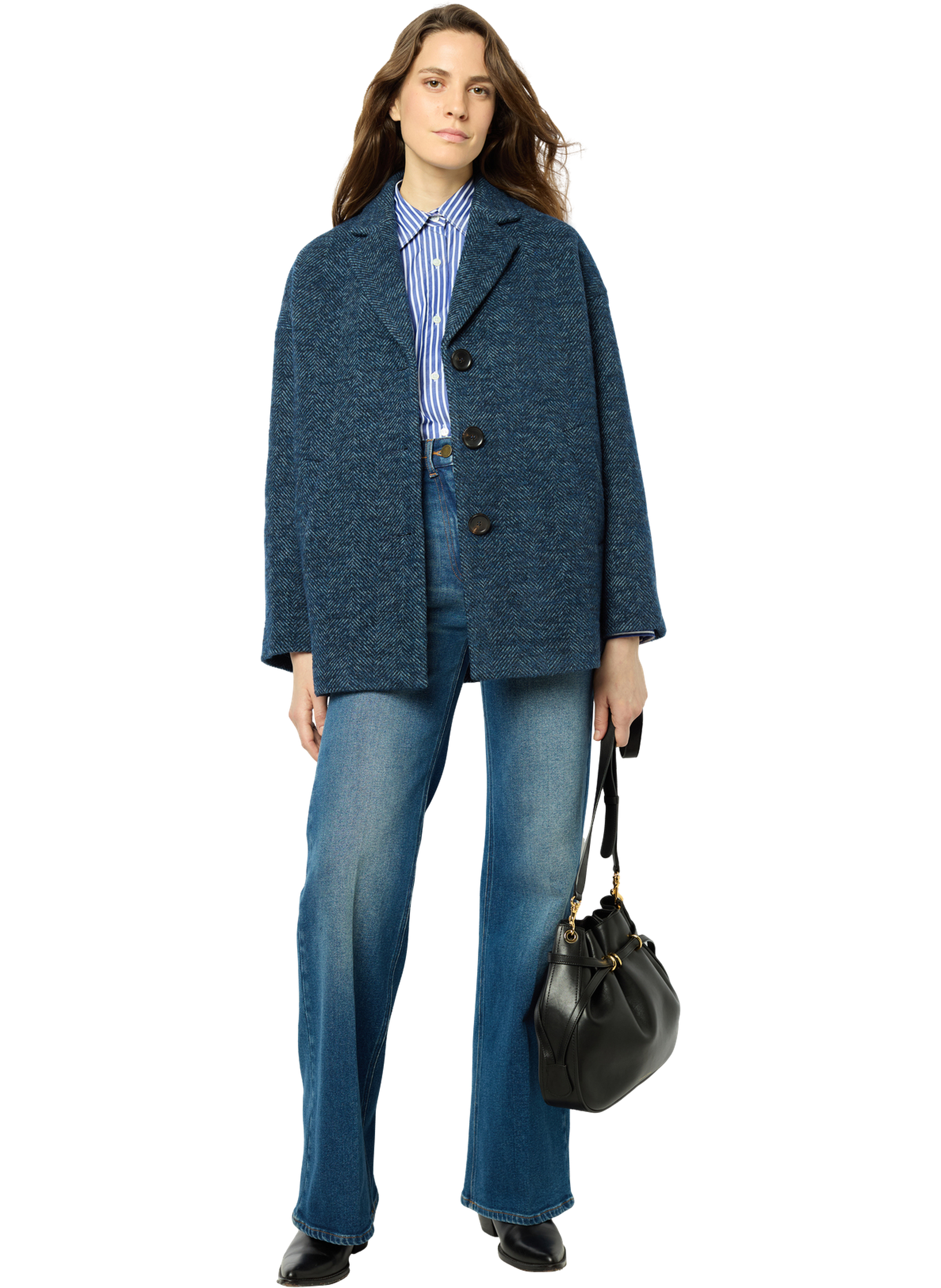 Manteau court à chevrons - leda GERARD DAREL Bleu
