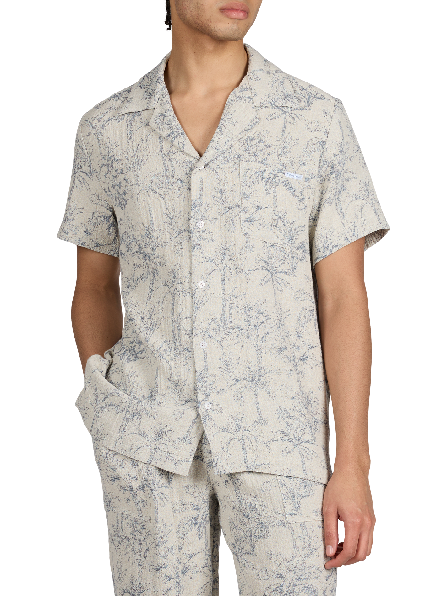 Chemise Germain en éponge de coton mélangé MAISON LABICHE Bleu