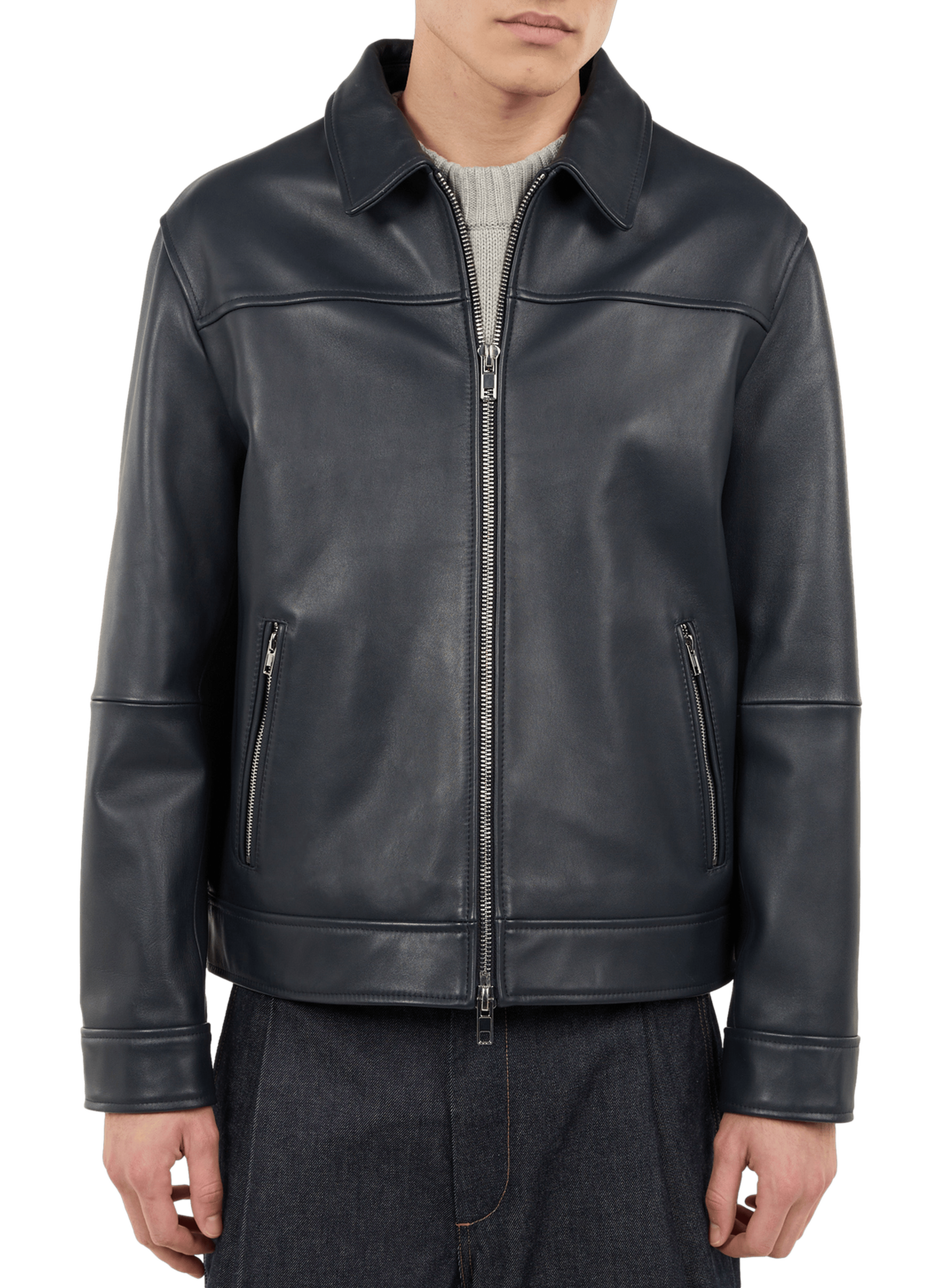 Fool leather jacket SAISON 1865 Blue