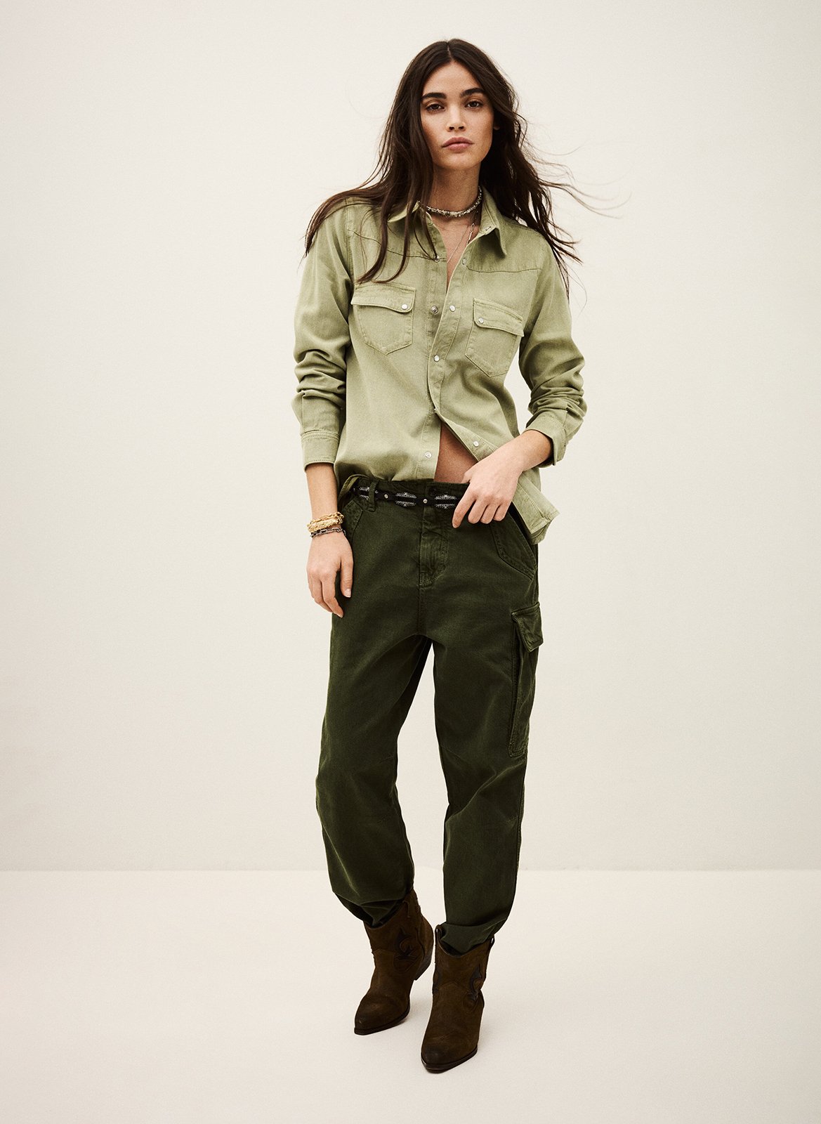 Chemise droite col classique jada BA&SH Kaki