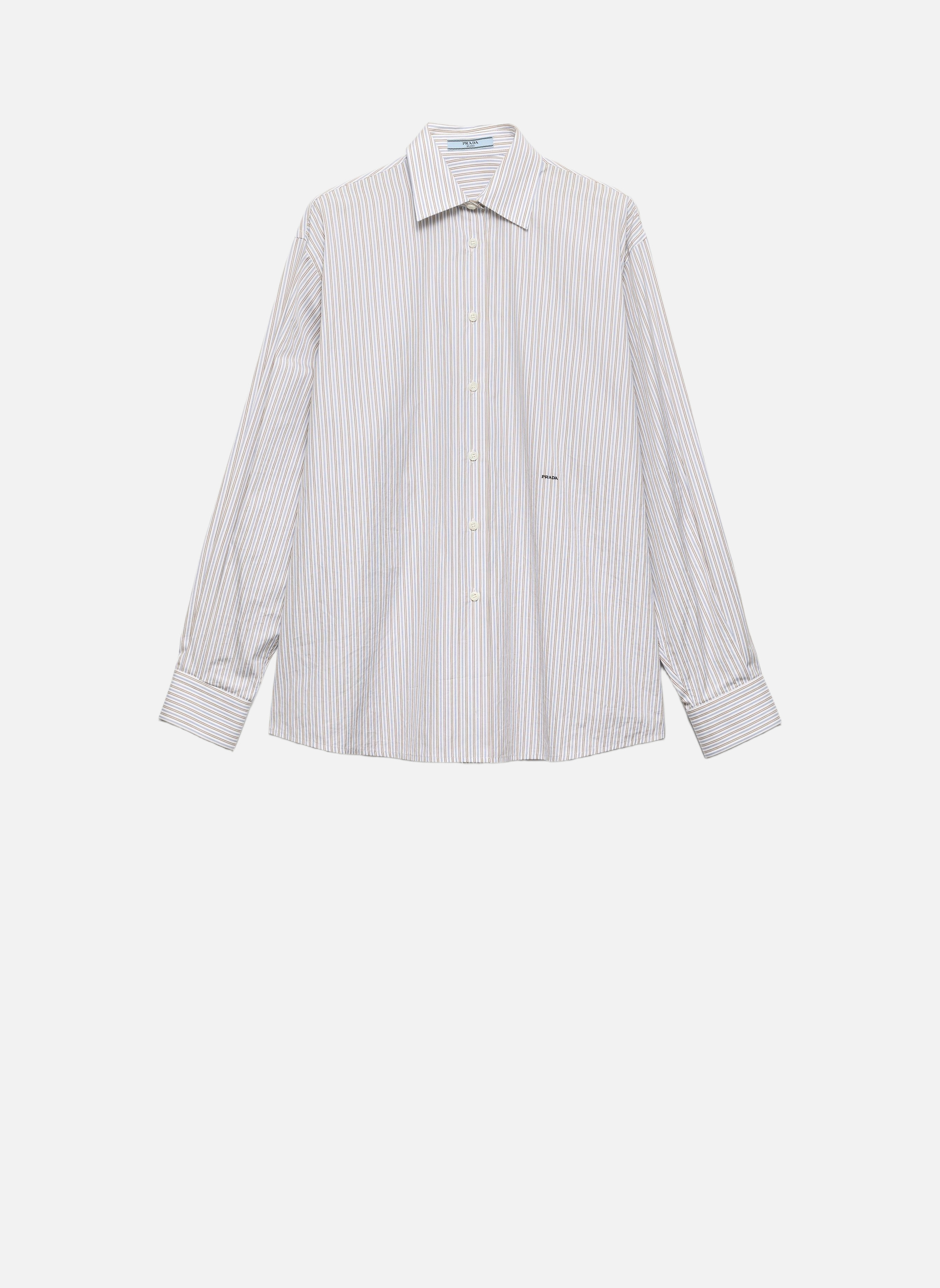 Chemise en popeline rayée brodée PRADA Marron