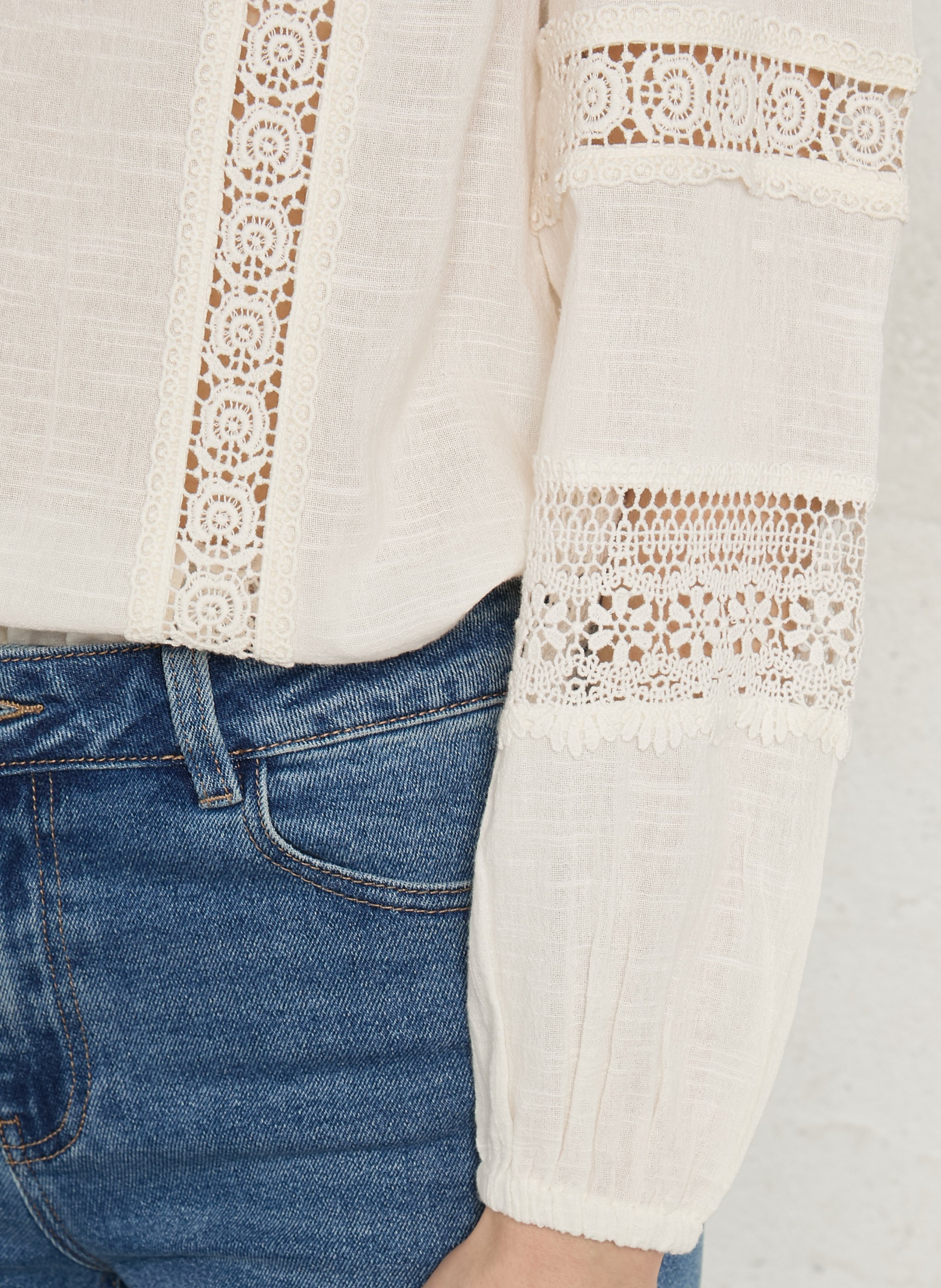 Blouse col v en coton denia MAISON 123 Beige