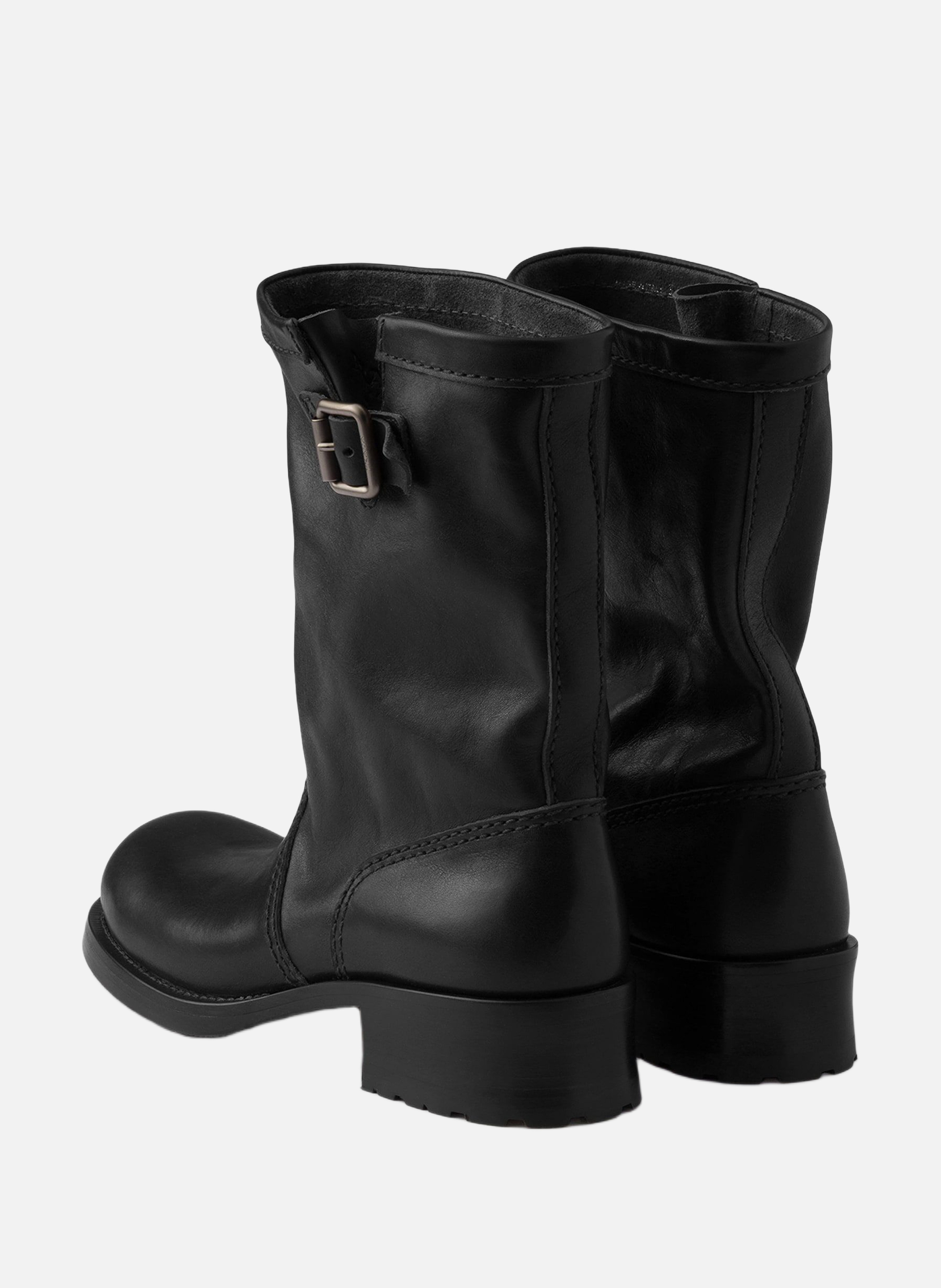 Bottes mi-mollet en cuir PRADA Noir